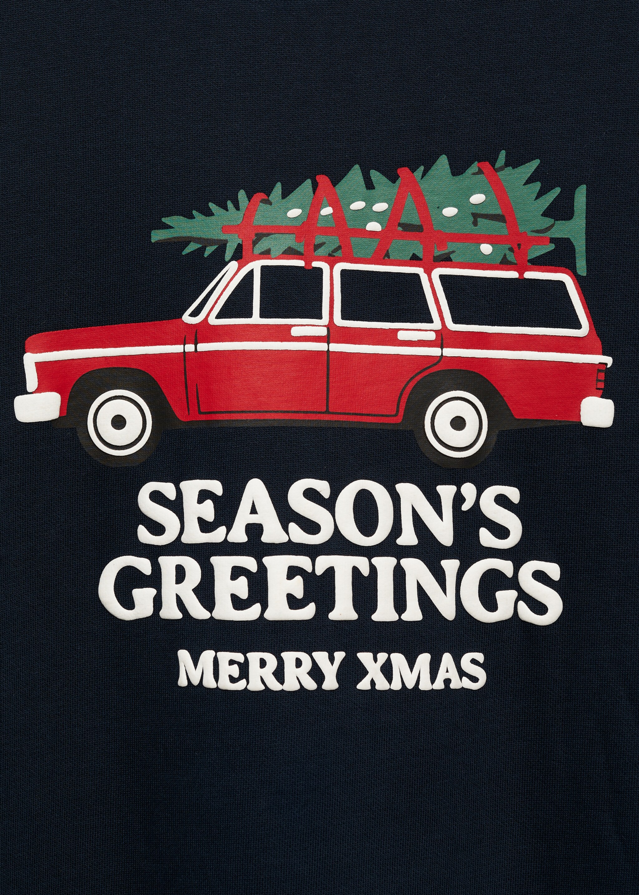 Christmas-print sweatshirt - Details of the article 8, Dark Navy. Ref: 77039407-00.