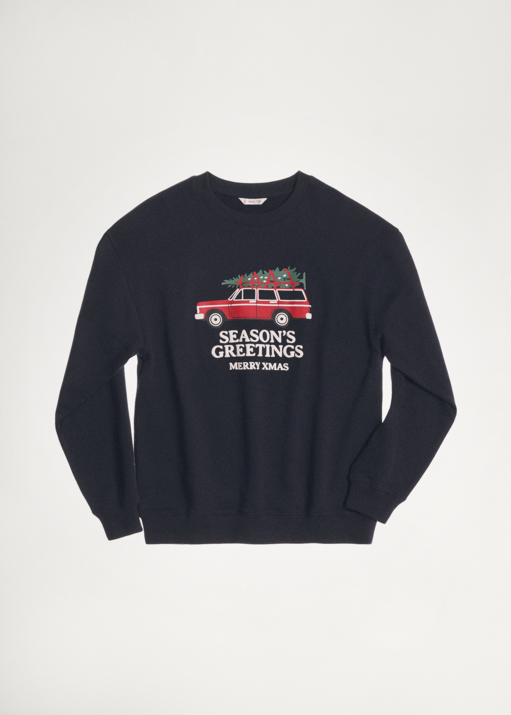 Christmas-print sweatshirt - Details of the article 9, Dark Navy. Ref: 77039407-00.