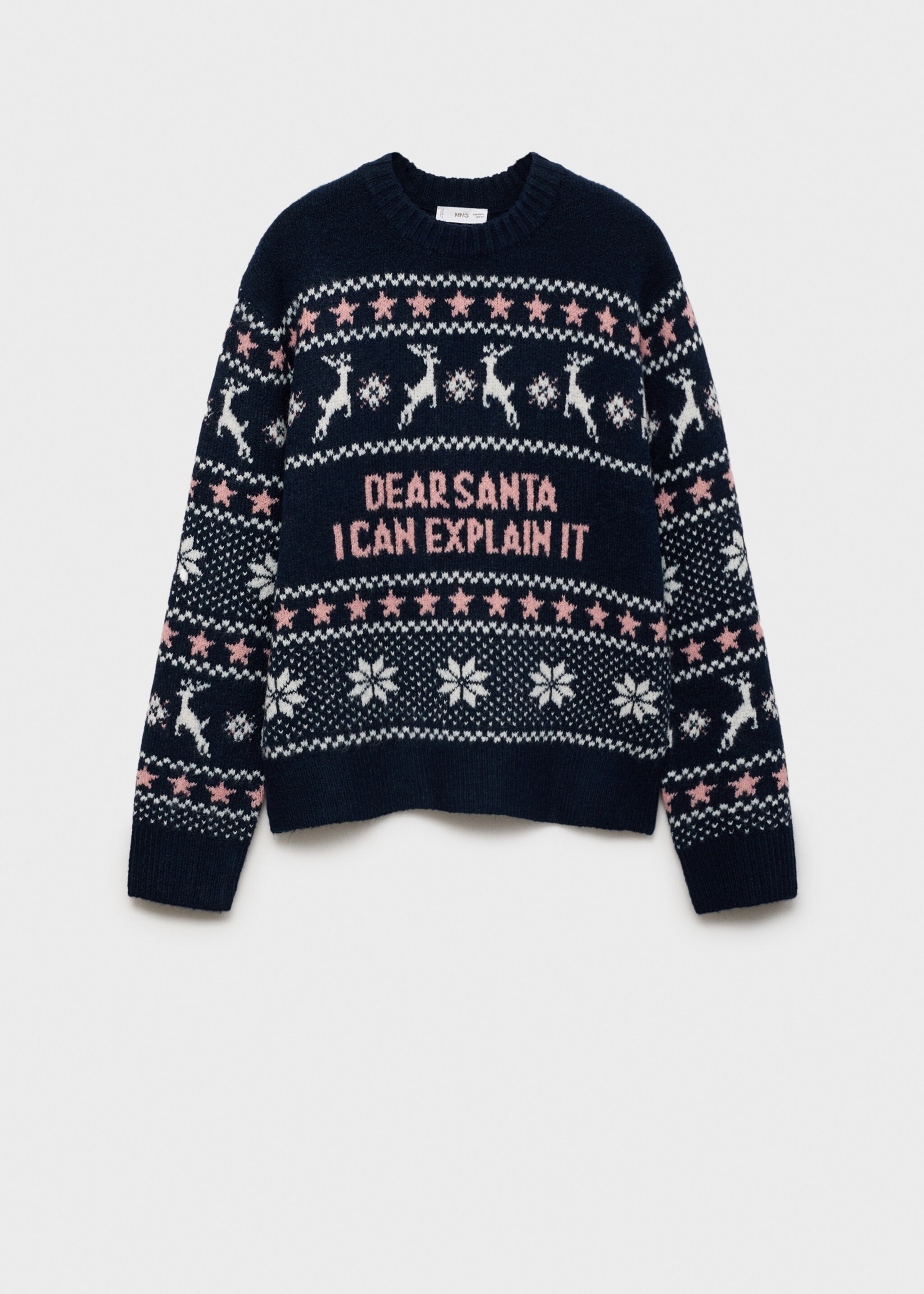 Christmas jacquard sweater - Article without model, Dark Navy. Ref: 77039805-00.