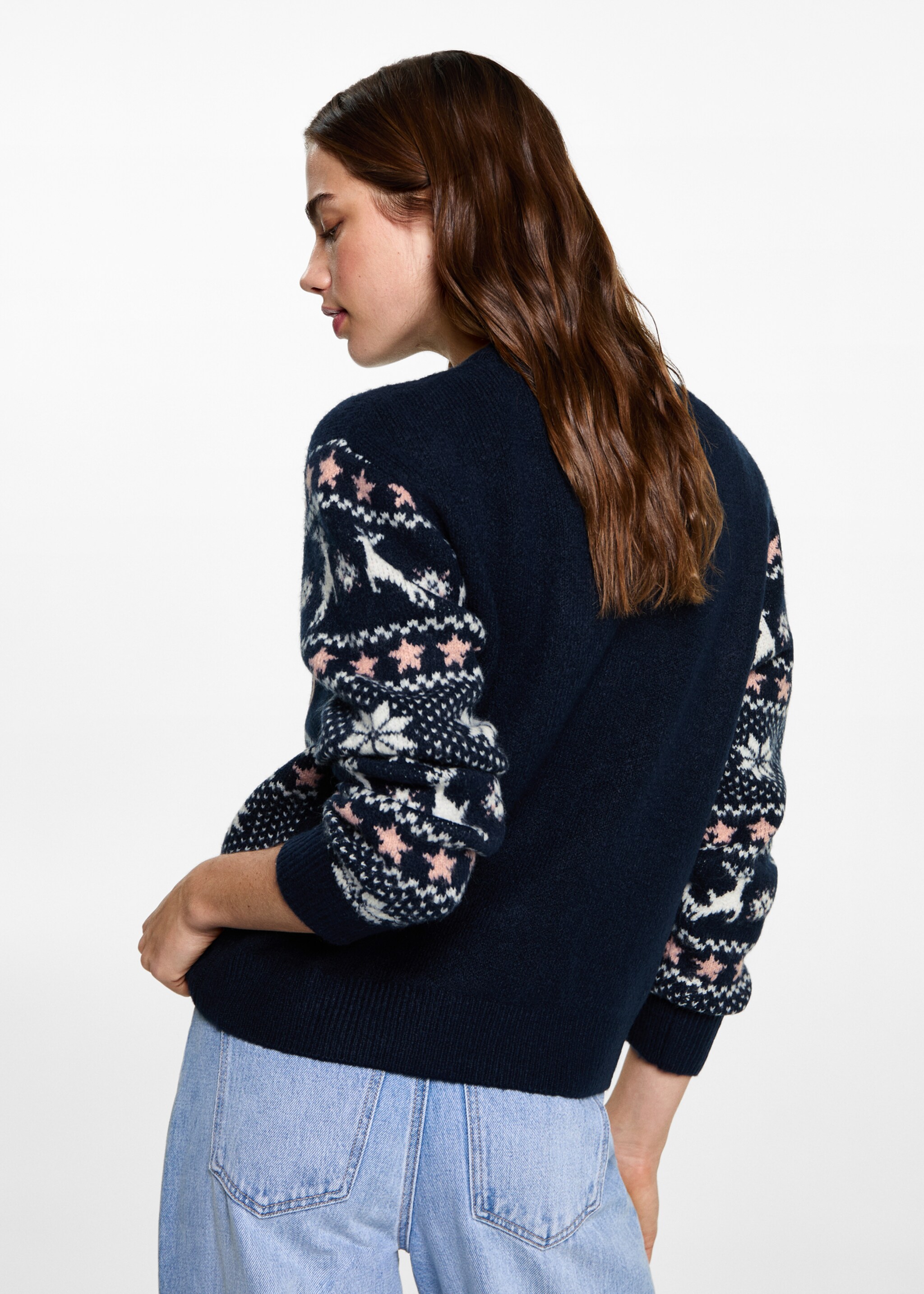 Christmas jacquard sweater - Reverse of the article, Dark Navy. Ref: 77039805-00.