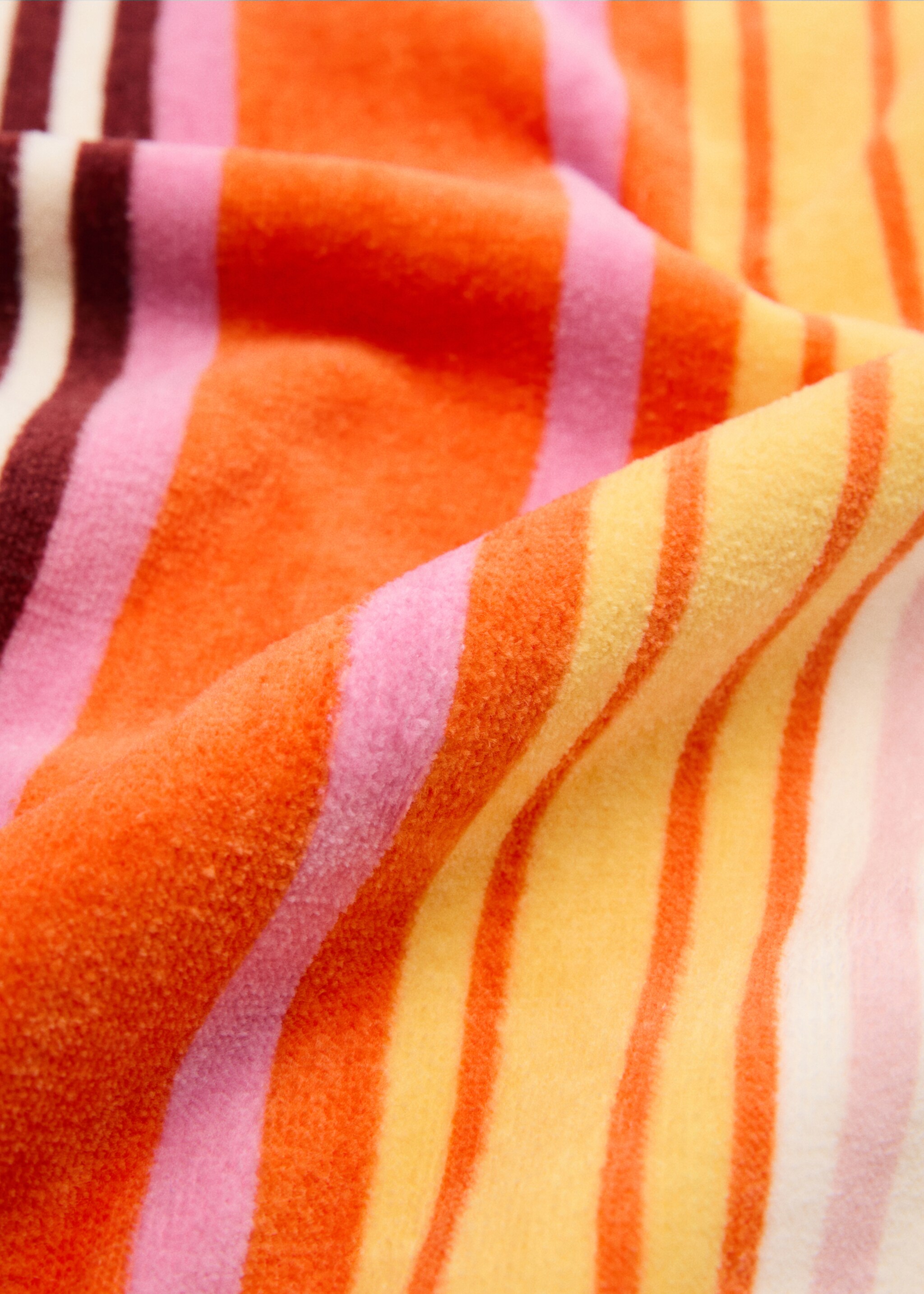 100% cotton striped beach towel - Medium plane, Orange. Ref: 77040207-00.