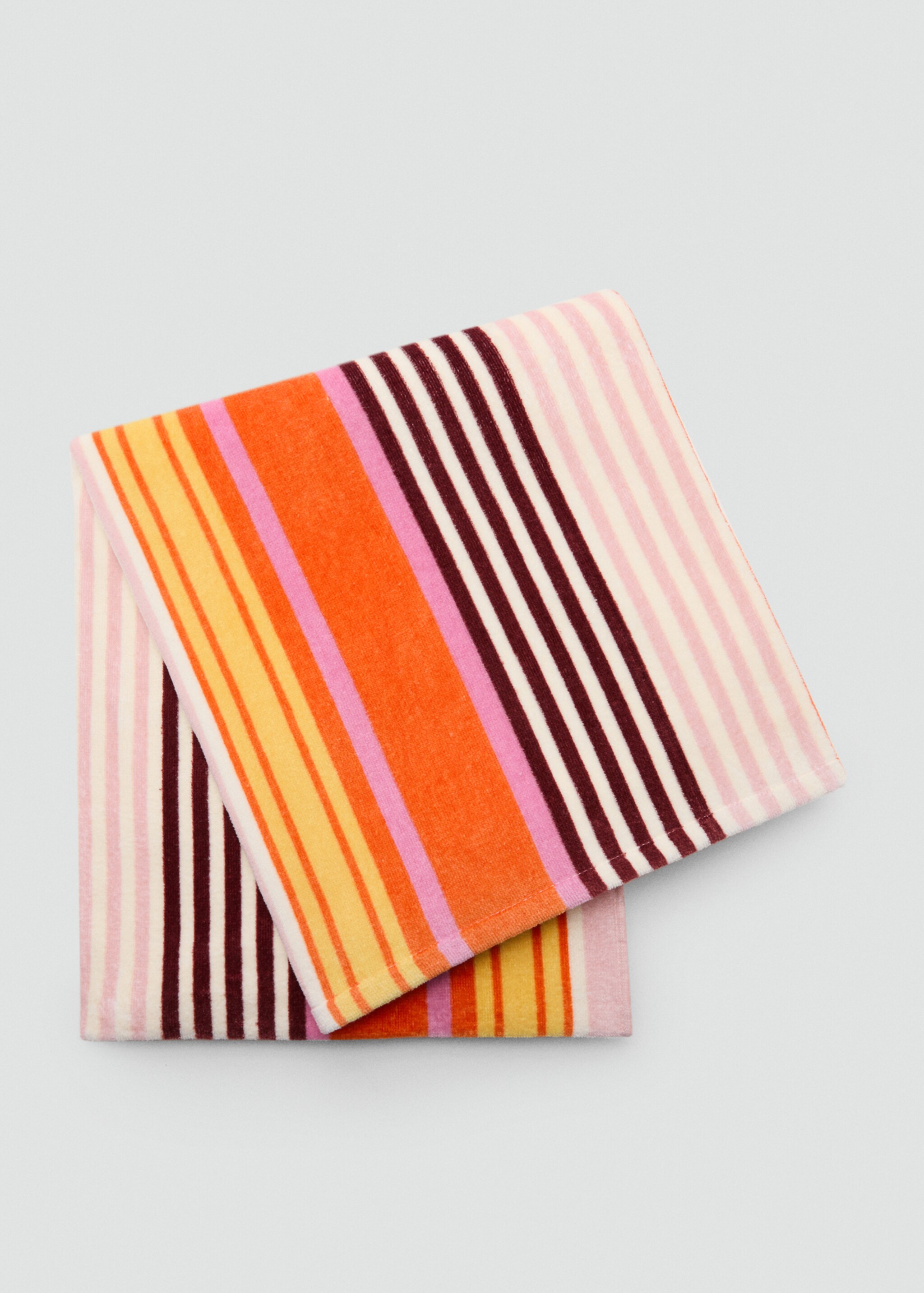 100% cotton striped beach towel - Article without model, Orange. Ref: 77040207-00.