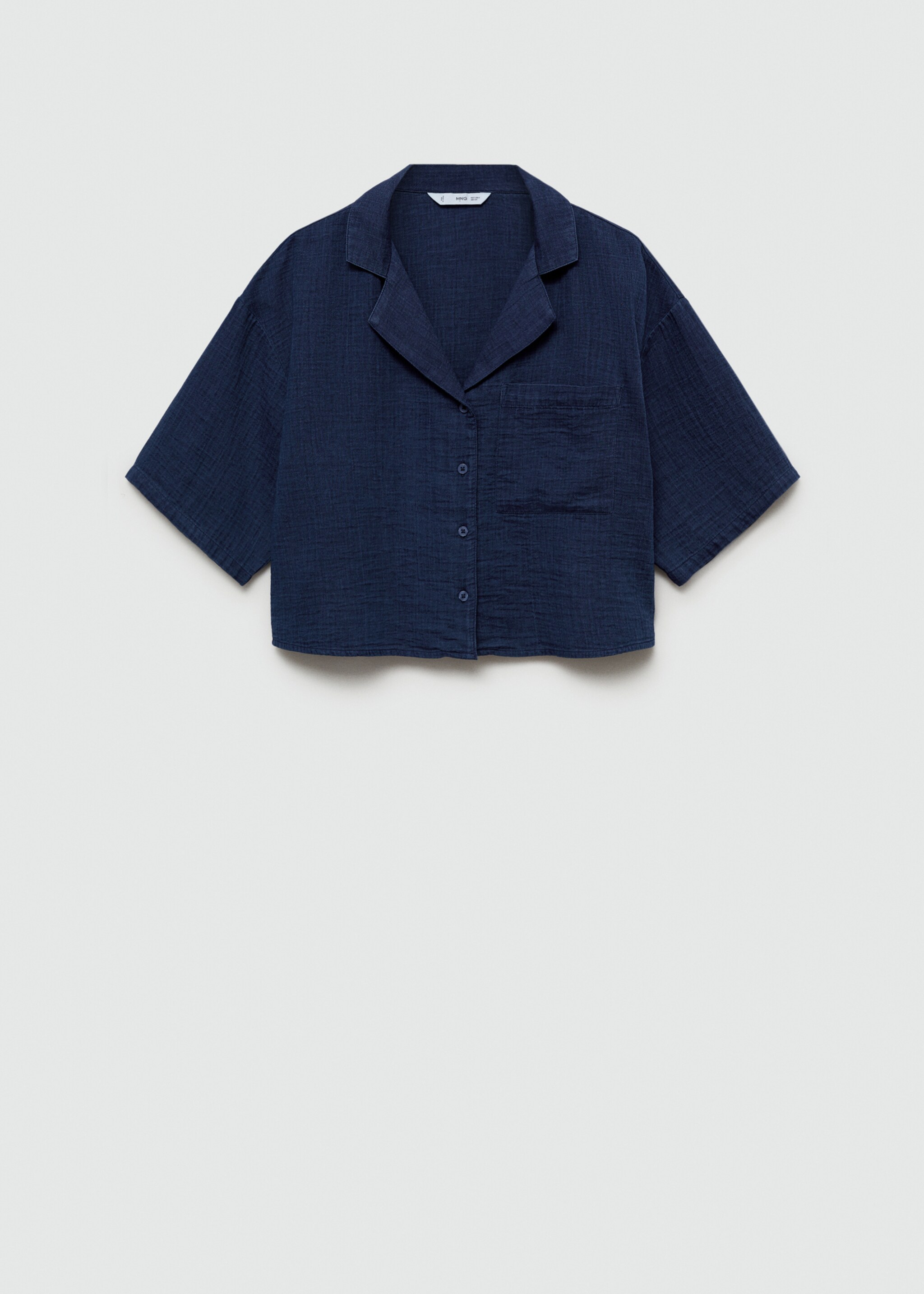 Short sleeved cotton shirt - Article without model, Night Blue. Ref: 77040254-00.