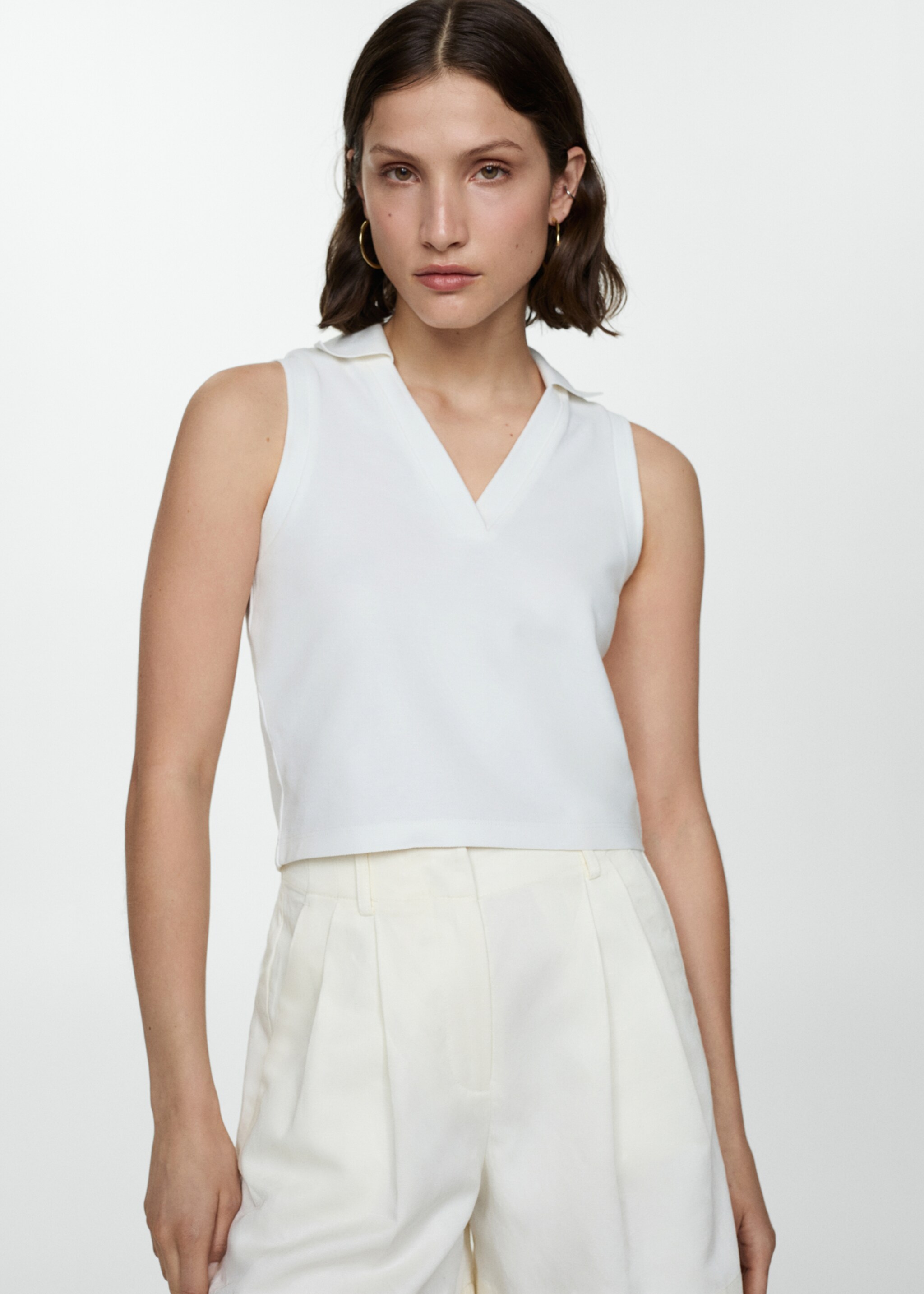 Polo crop coton - Plan moyen