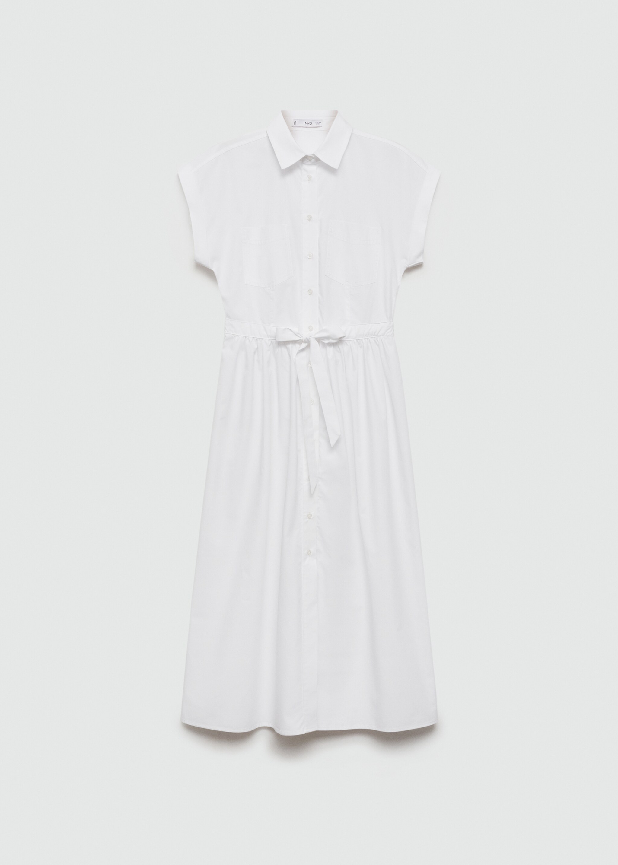 Shirt dress with gathered waist - Article without model, White. Ref: 77040277-00.