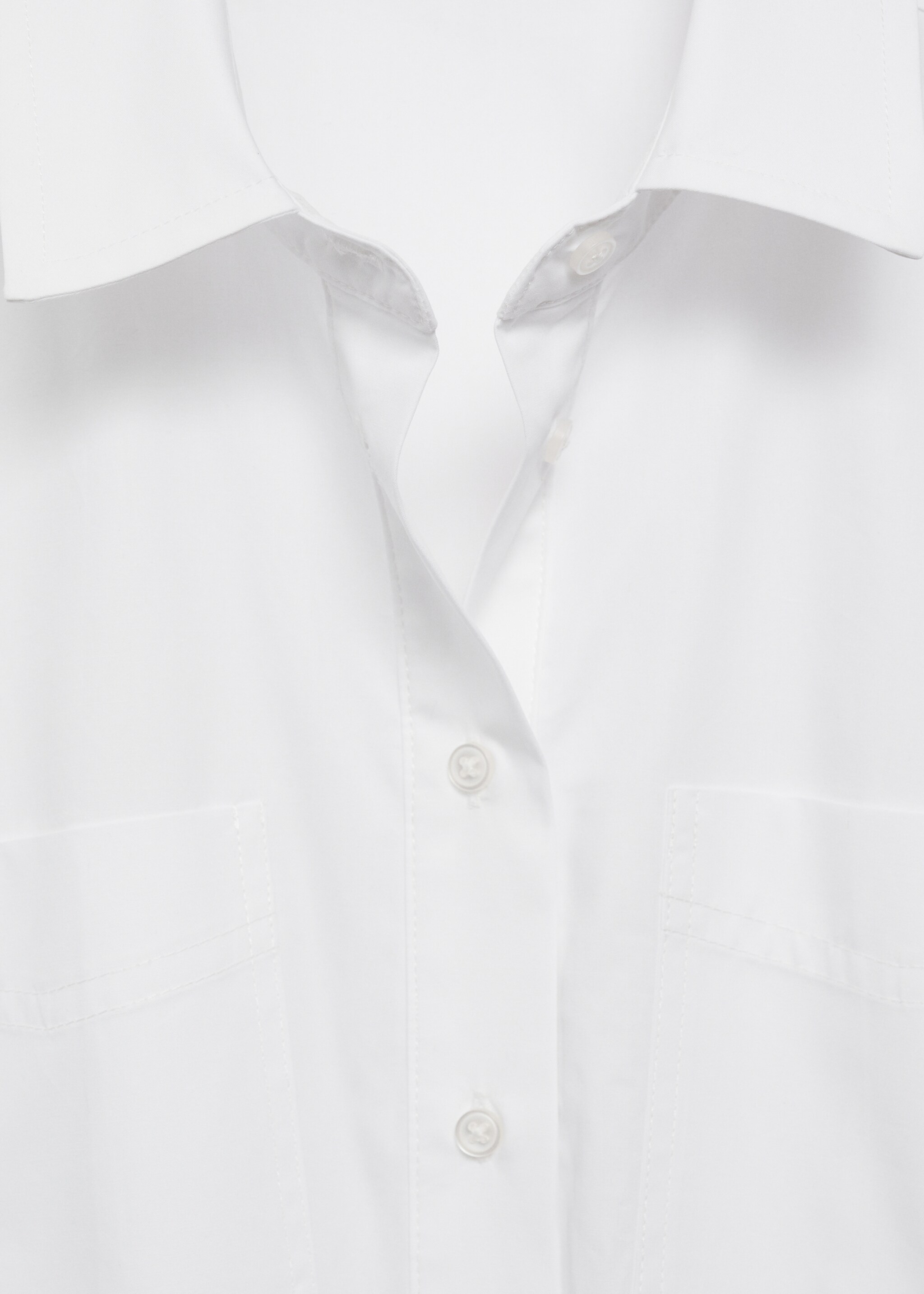 Shirt dress with gathered waist - Details of the article 8, White. Ref: 77040277-00.
