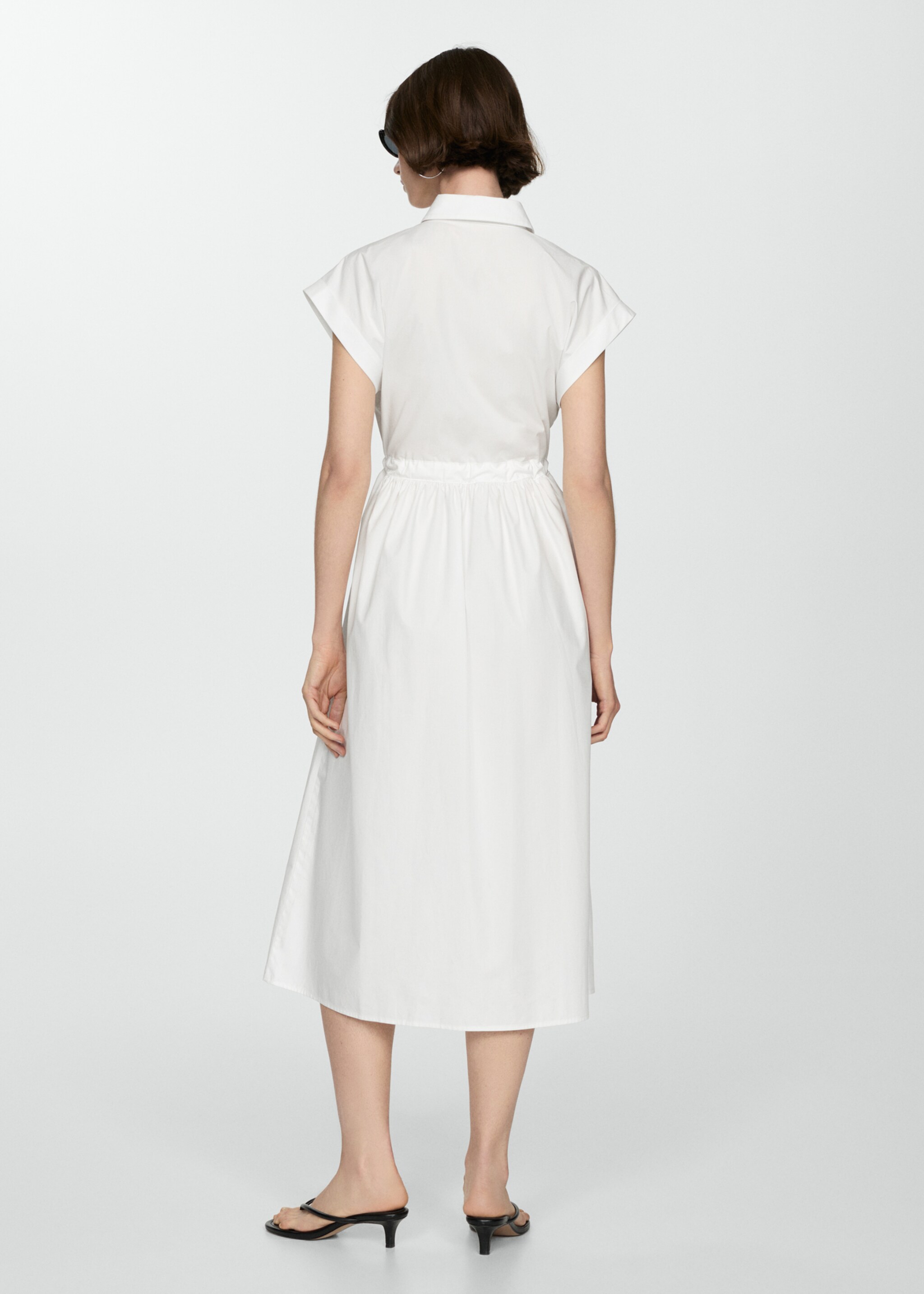 Shirt dress with gathered waist - Reverse of the article, White. Ref: 77040277-00.
