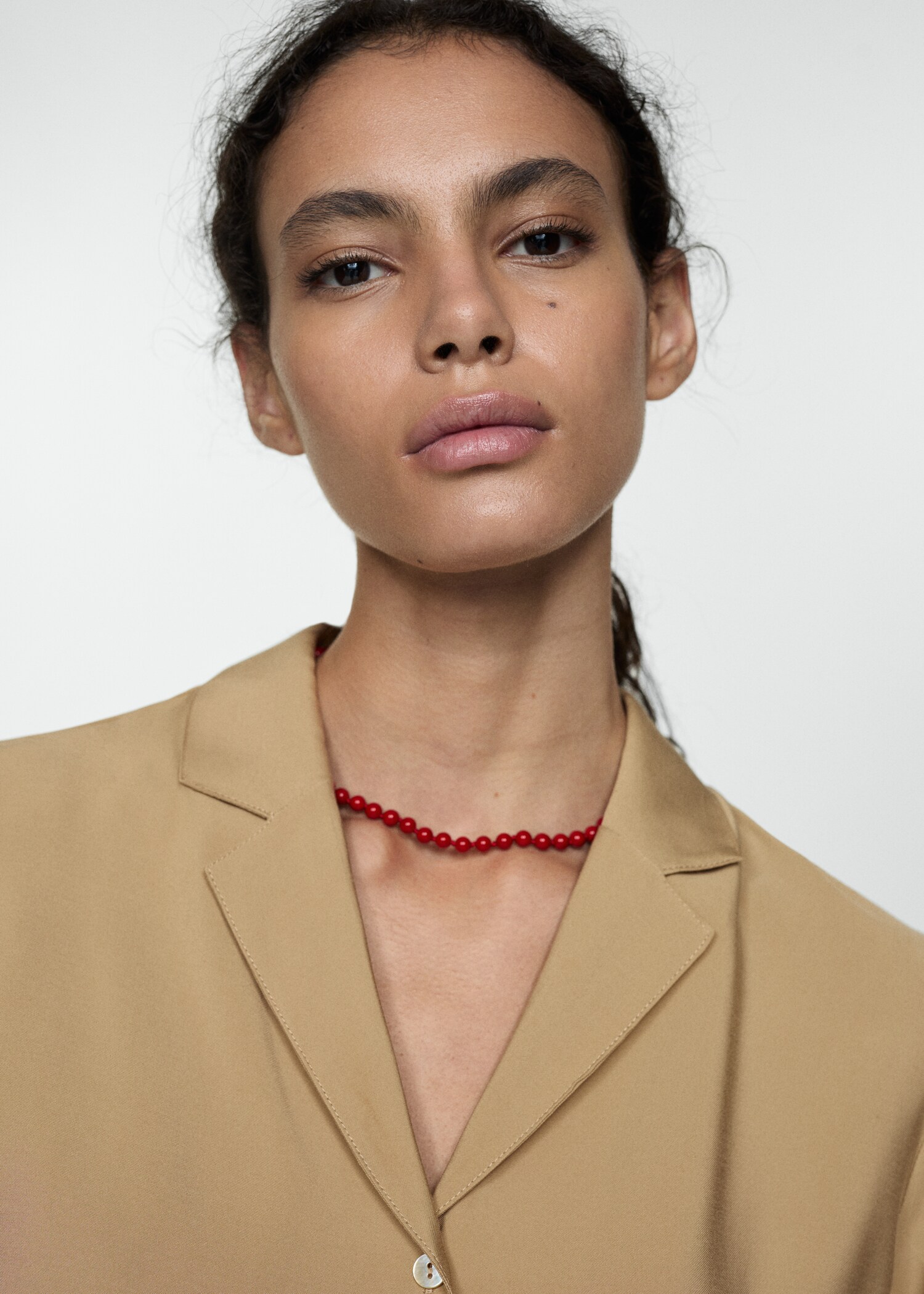 Short-sleeved satin shirt - Details of the article 1