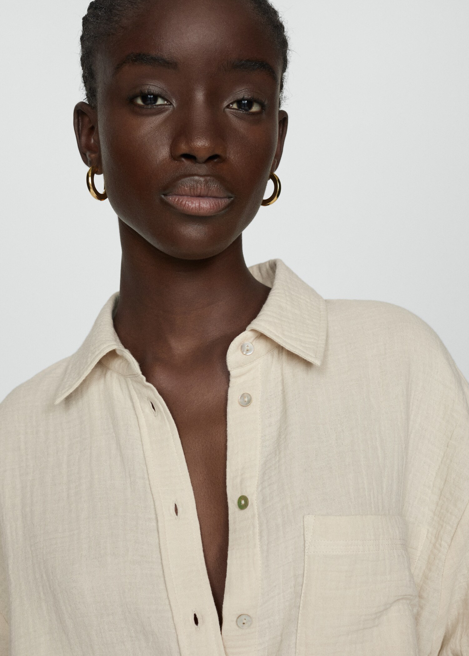 Chest-pocket cotton shirt - Details of the article 1