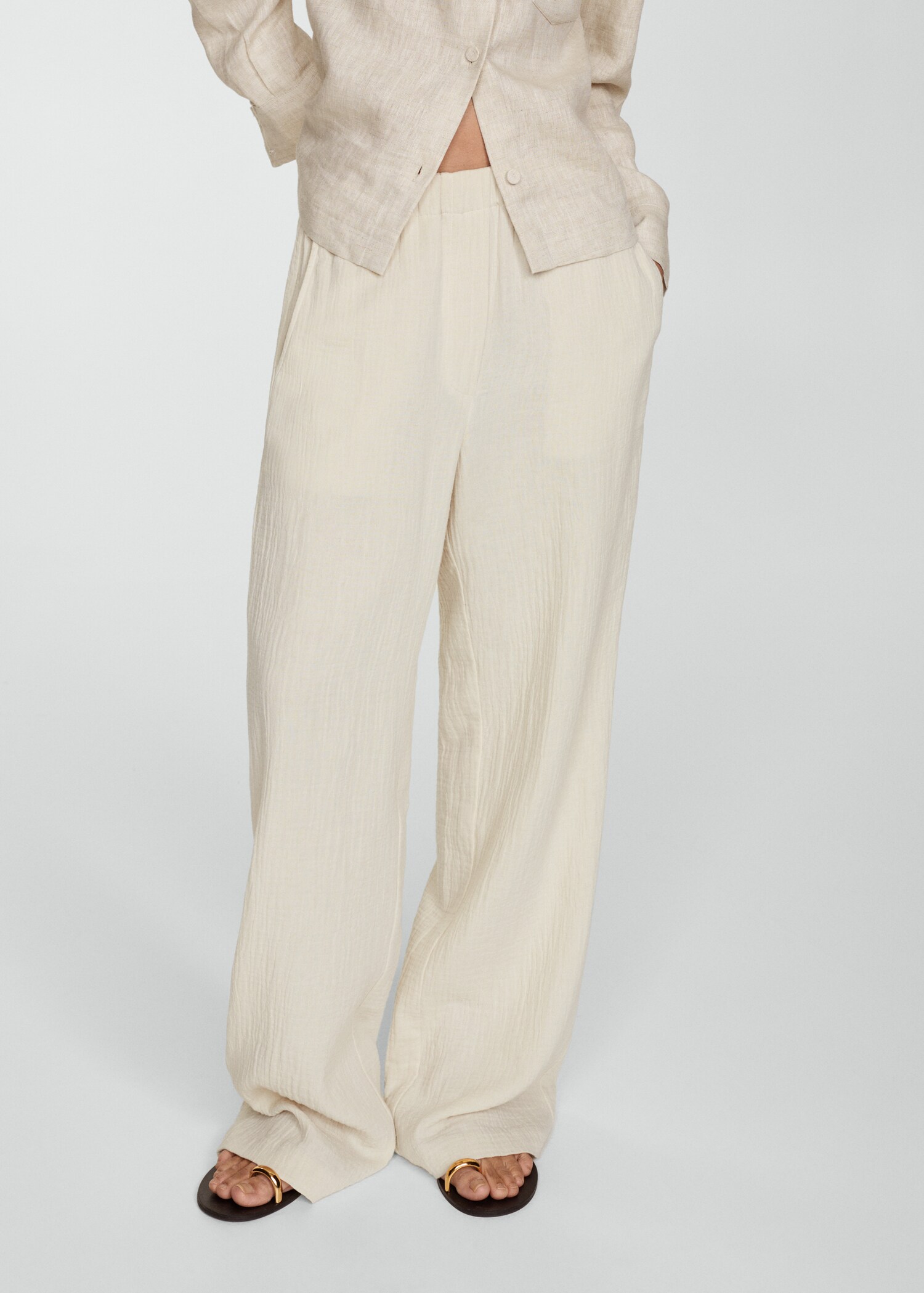 Cotton wideleg trousers - Medium plane