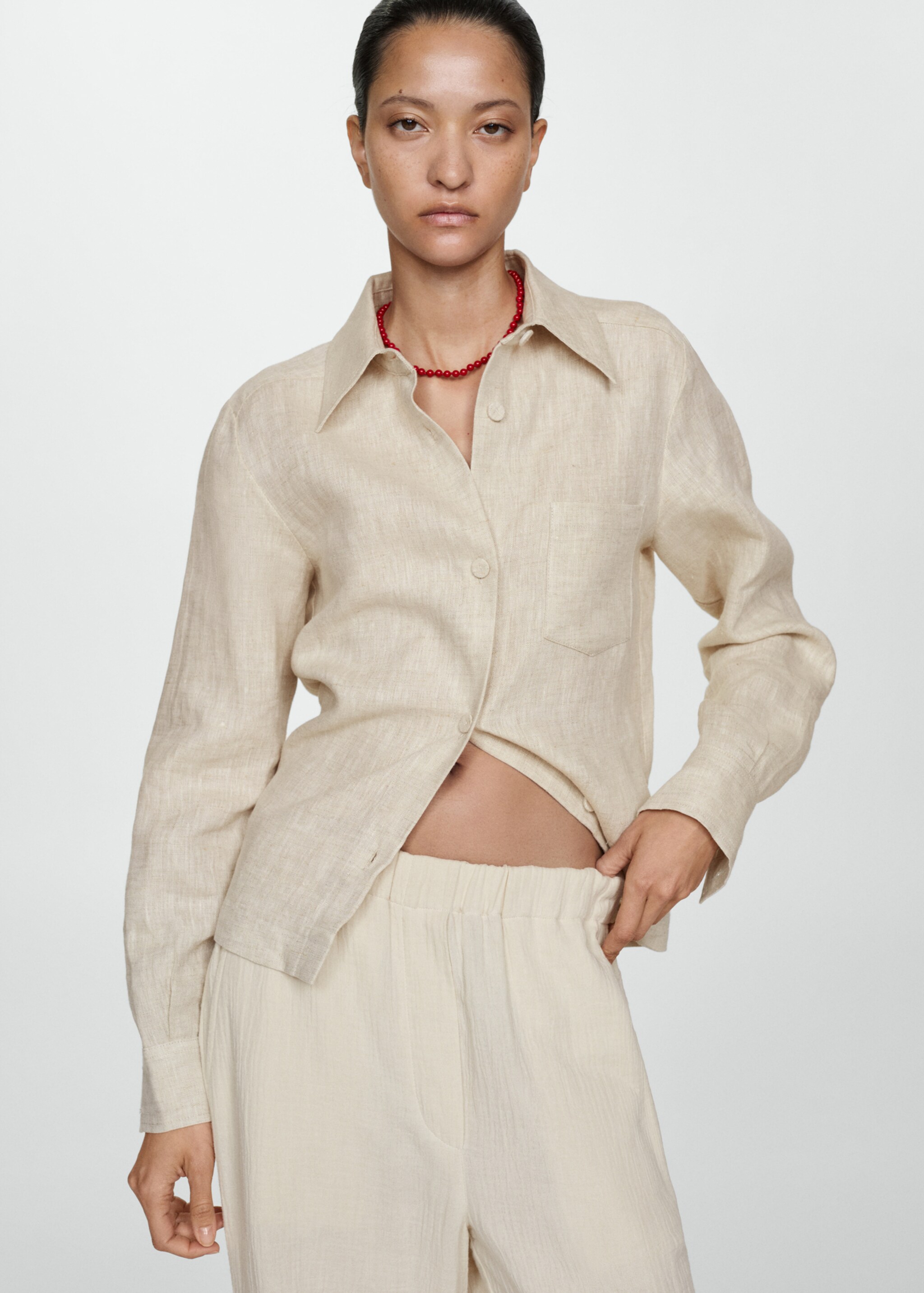 Cotton wideleg trousers - Details of the article 1