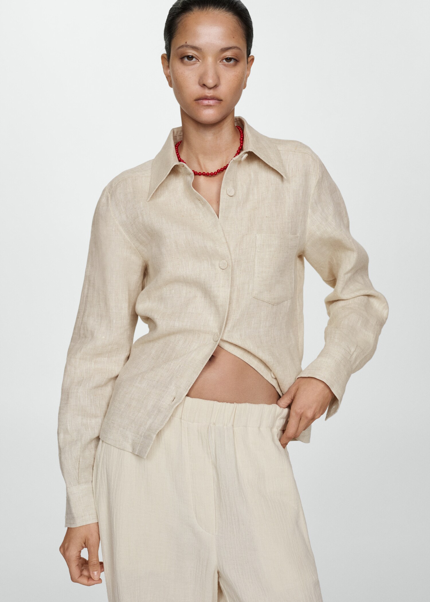 Cotton wideleg trousers - Details of the article 1