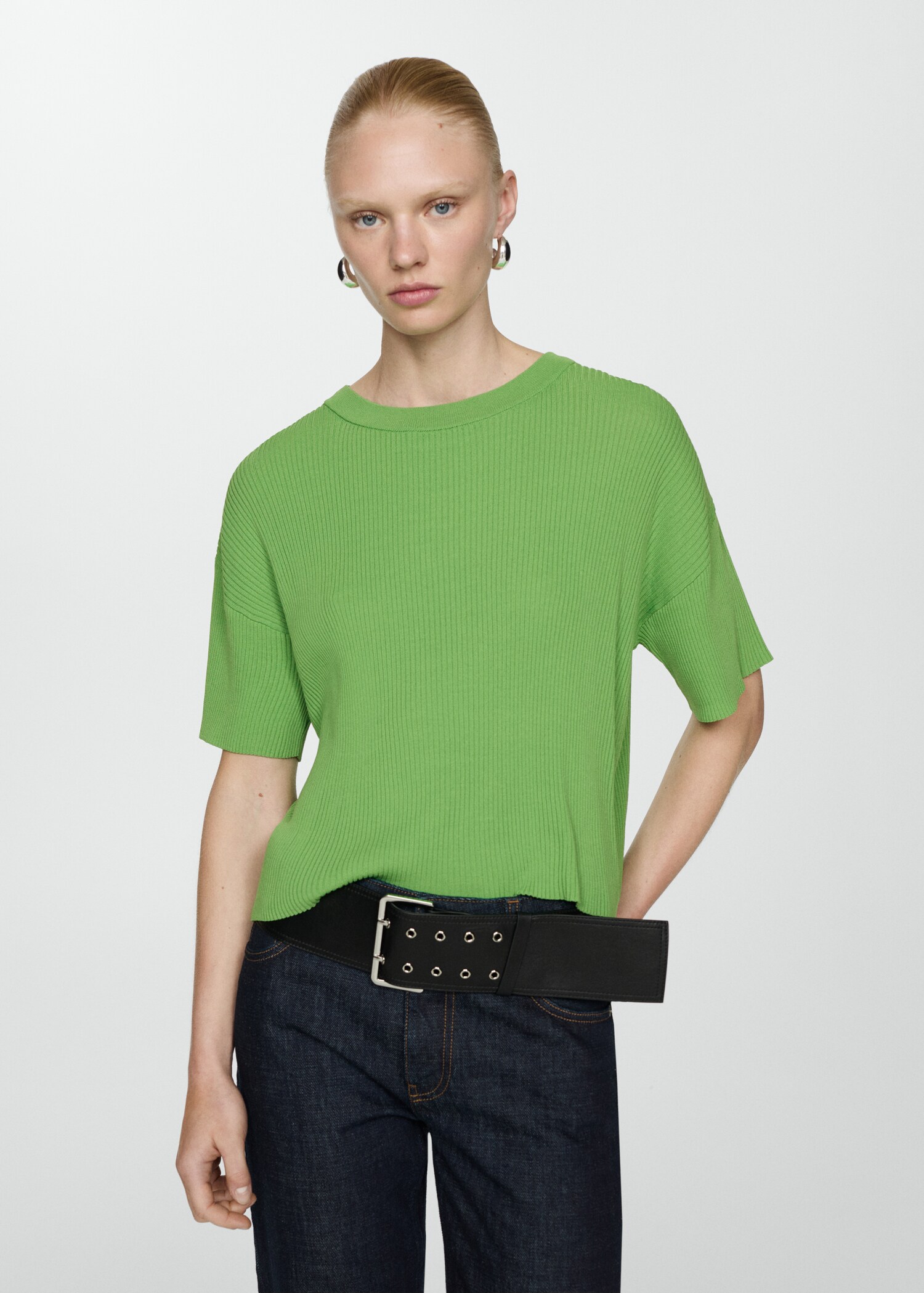 Ribbed  knit t-shirt - Medium plane