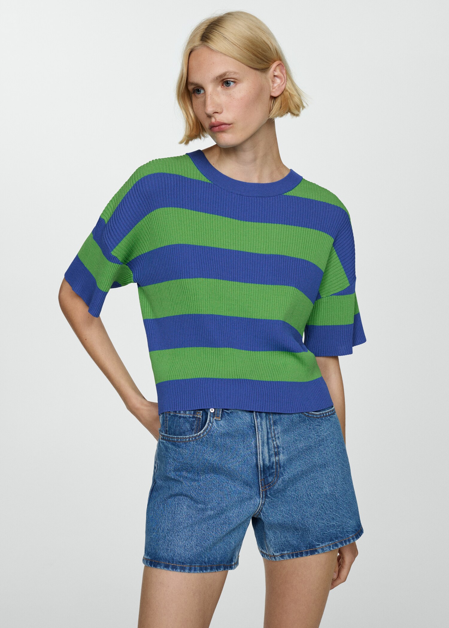 Ribbed  knit t-shirt - Medium plane