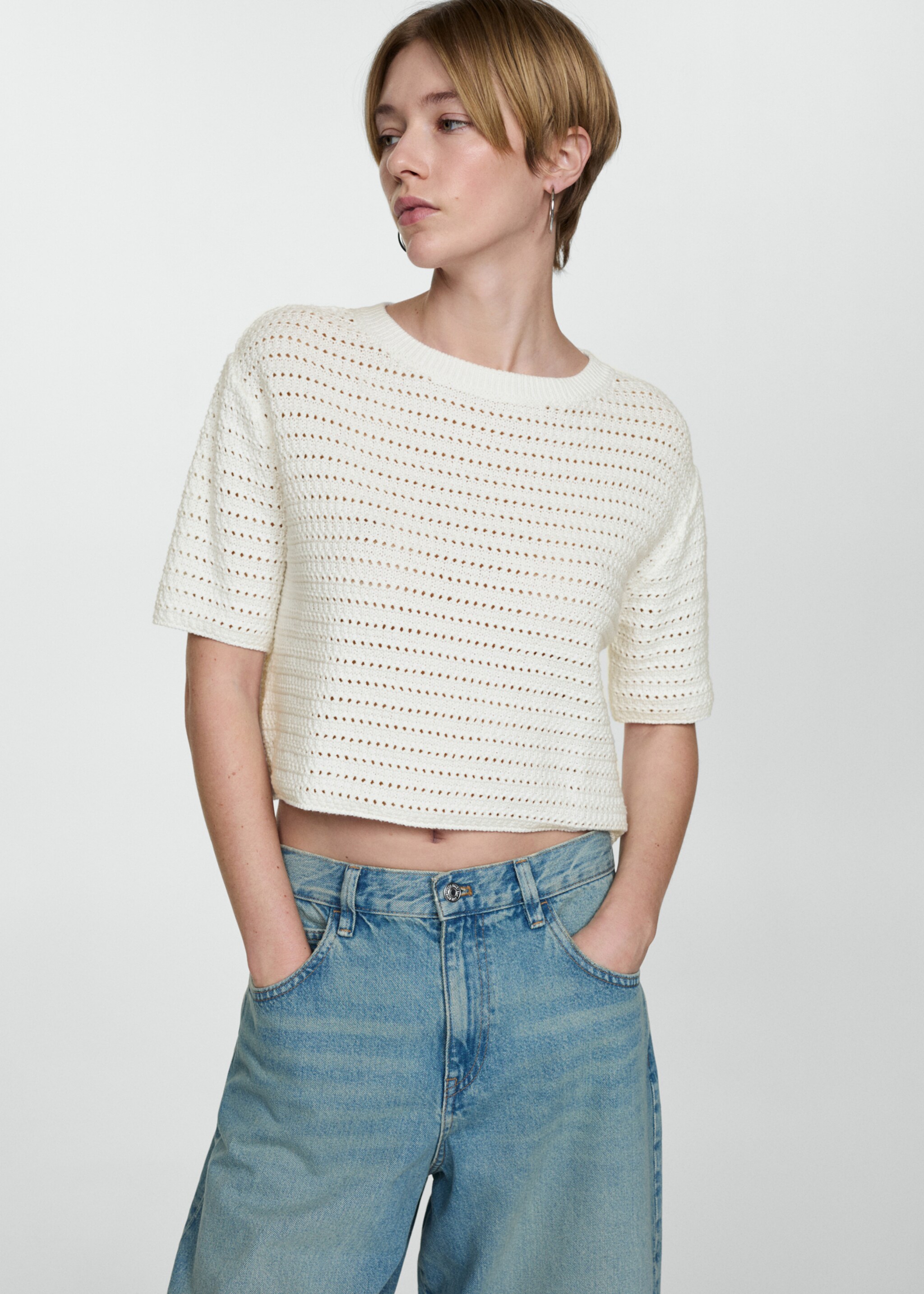 Pull-over maille détails ajourés - Plan moyen