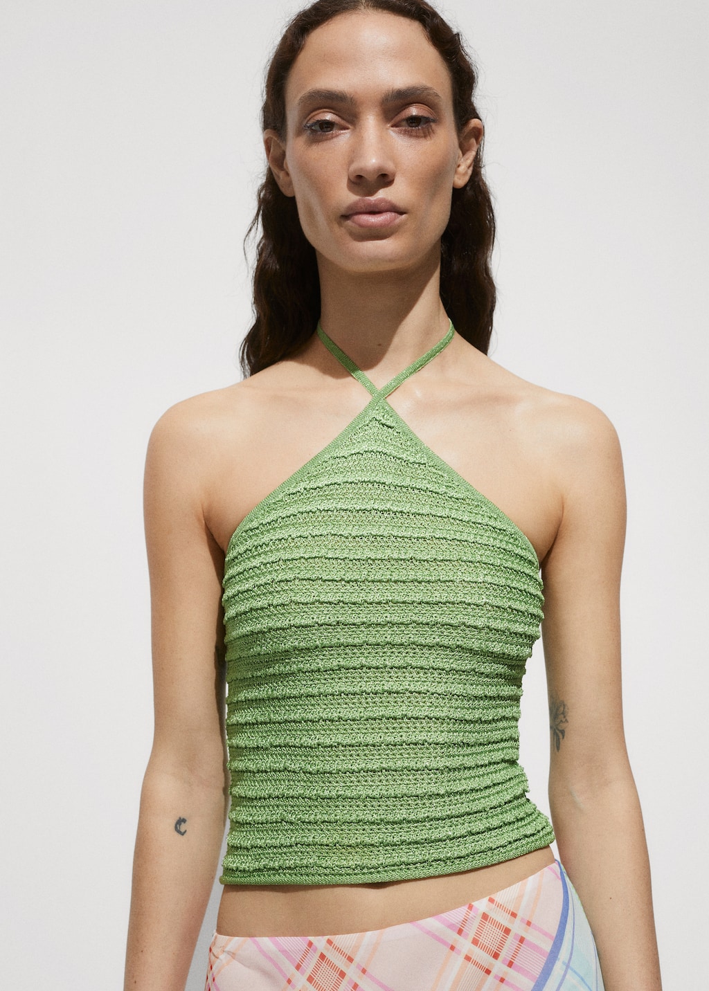 Top punto lúrex cuello halter