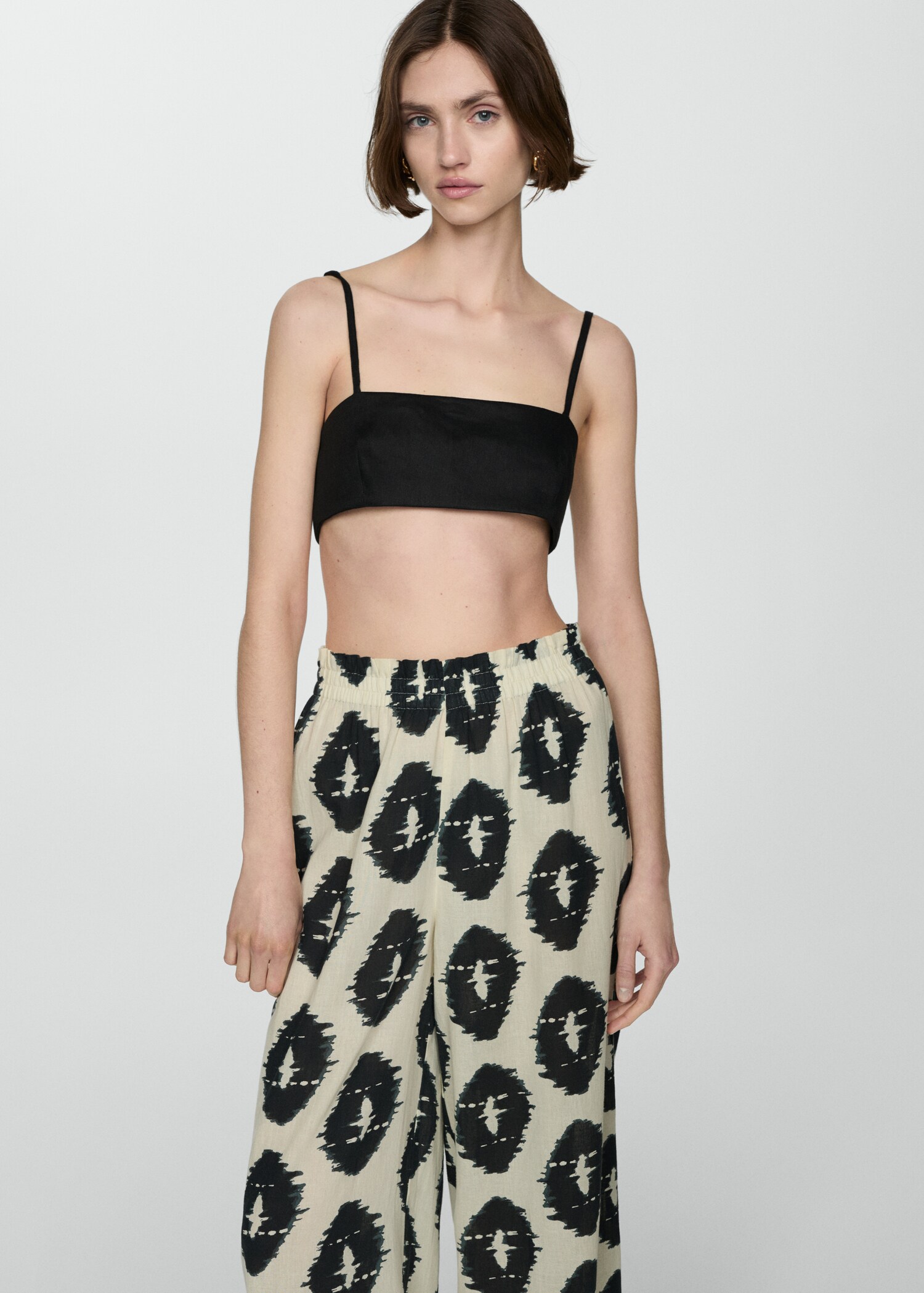 Wideleg printed trousers - Details of the article 1