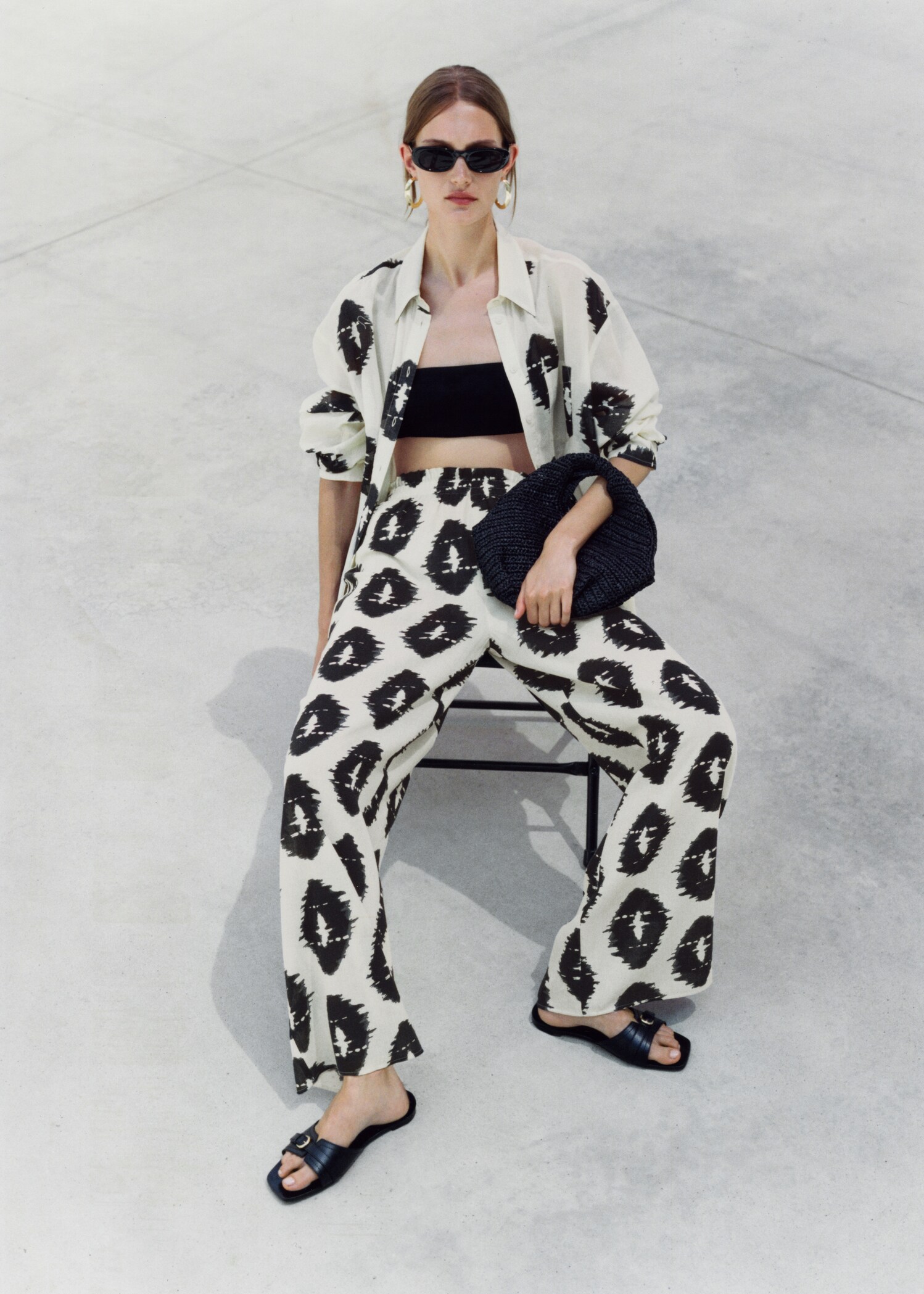 Wideleg printed trousers - Details of the article 7