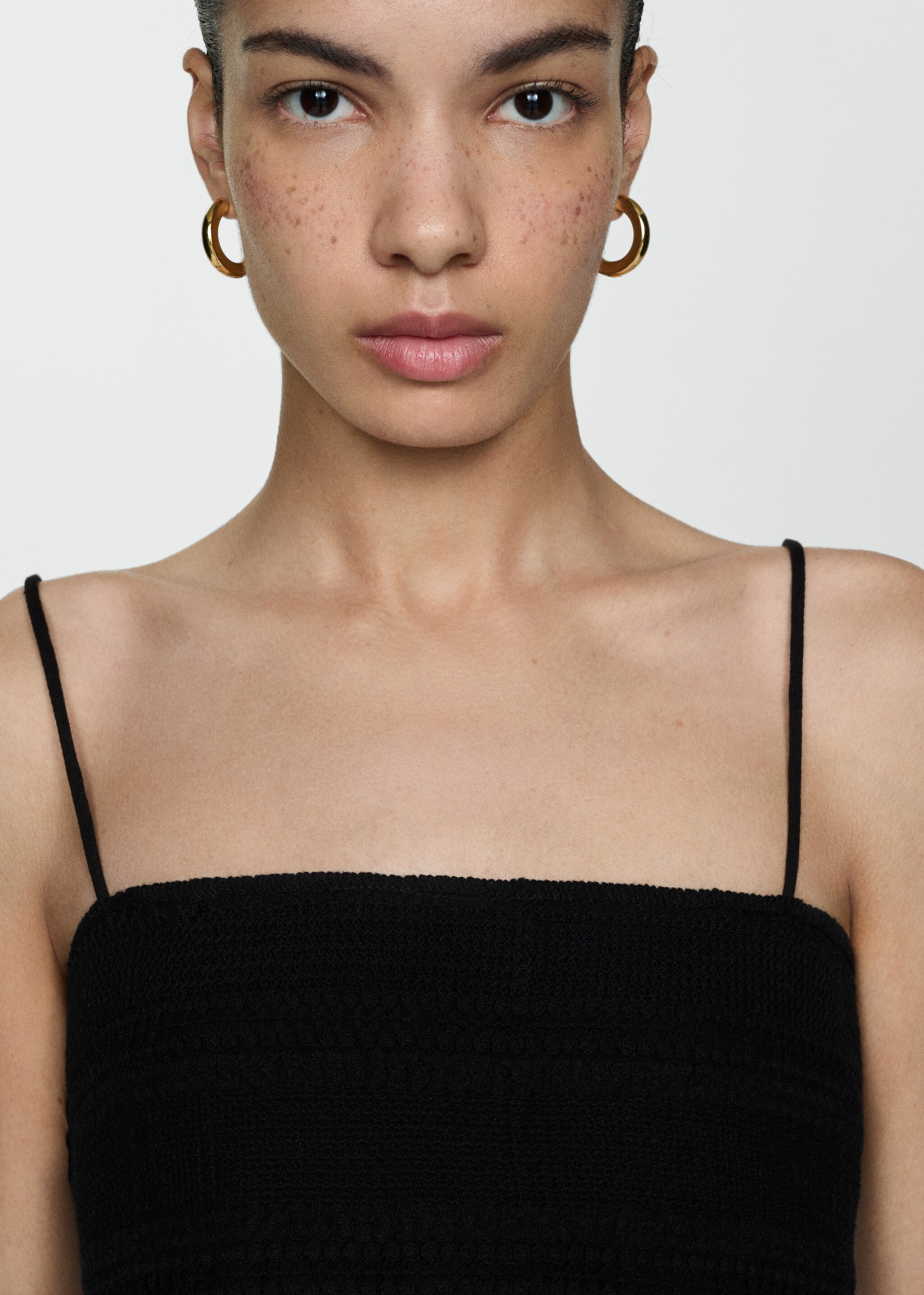 Flared midi-dress - Details of the article 1, Black. Ref: 77040360-00.