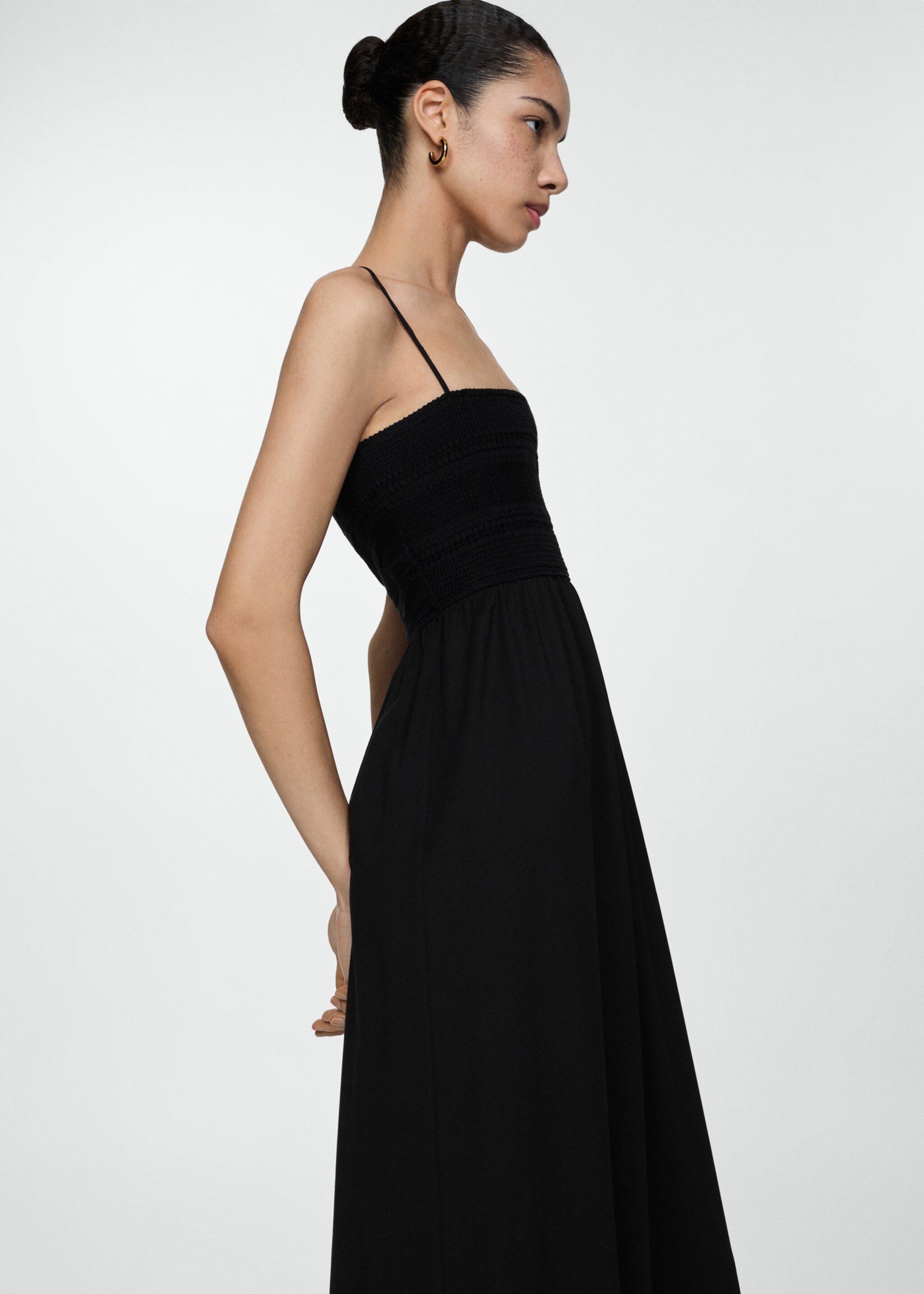 Flared midi-dress - Details of the article 2, Black. Ref: 77040360-00.