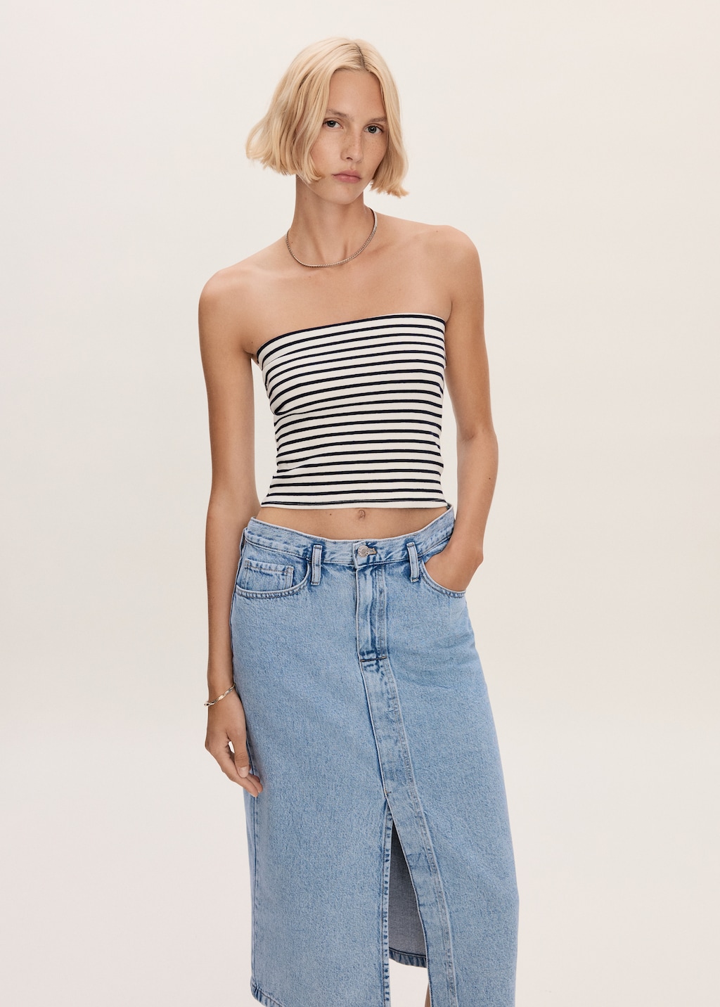 Slit denim skirt - Women | MANGO OUTLET USA
