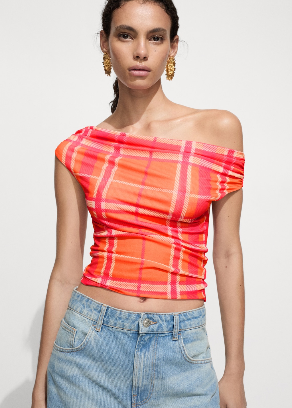 Top cuello barco estampado