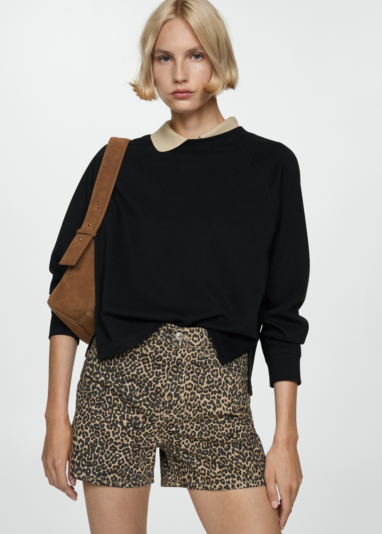 Leopard-print straight shorts - Medium plane
