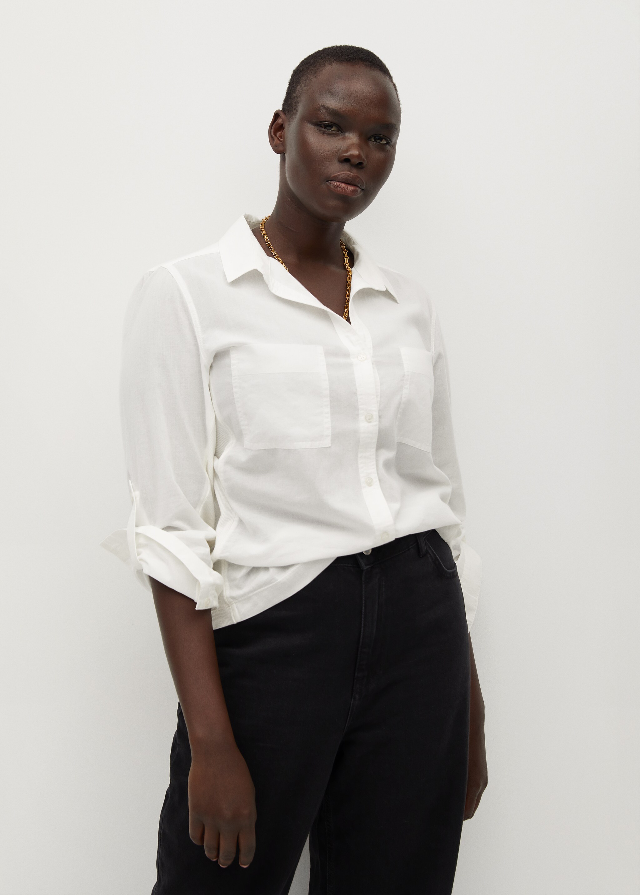 Contrasting cotton-blend shirt - Medium plane