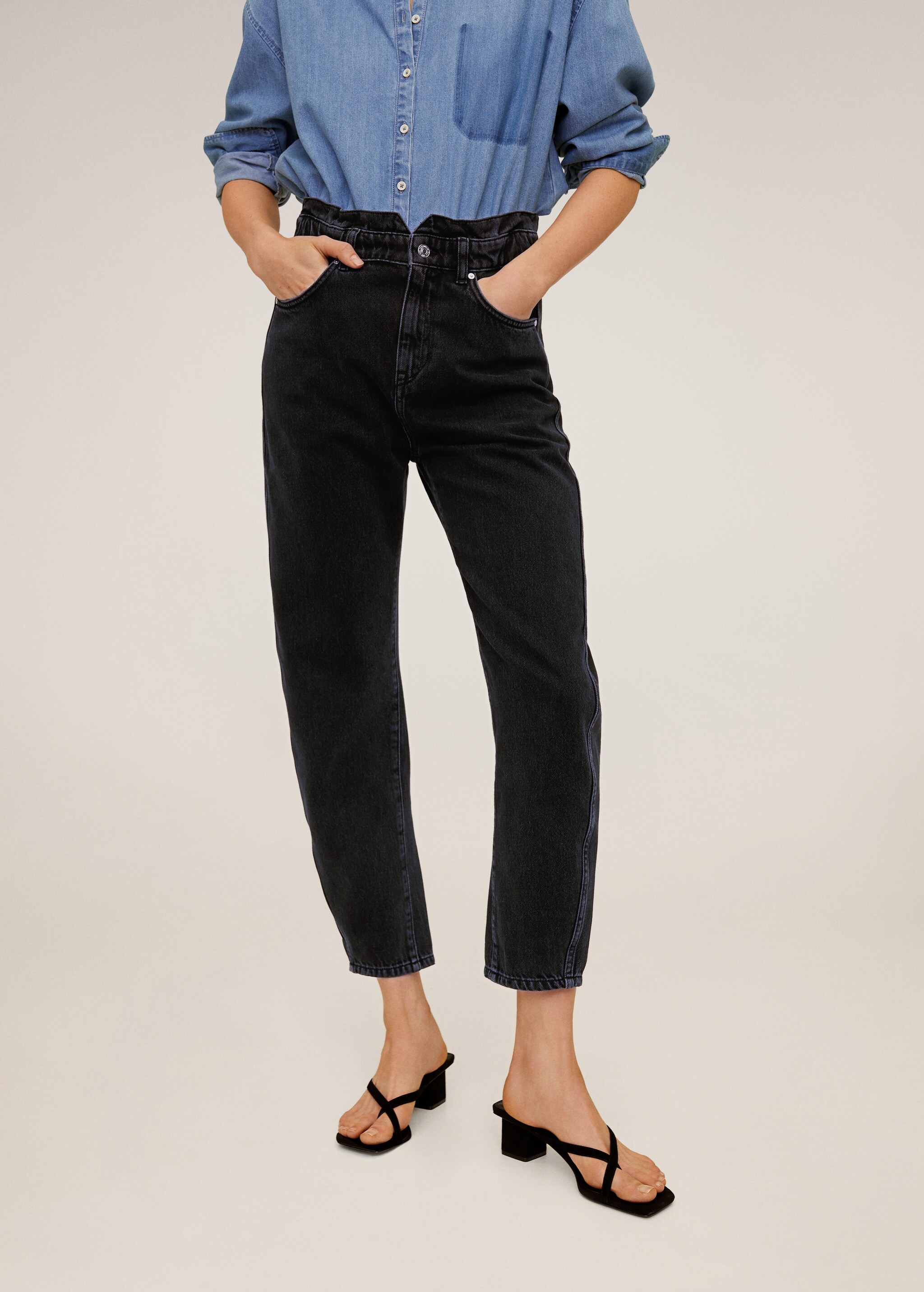 Slouchy jeans met elastische tailleband - Middenvlak