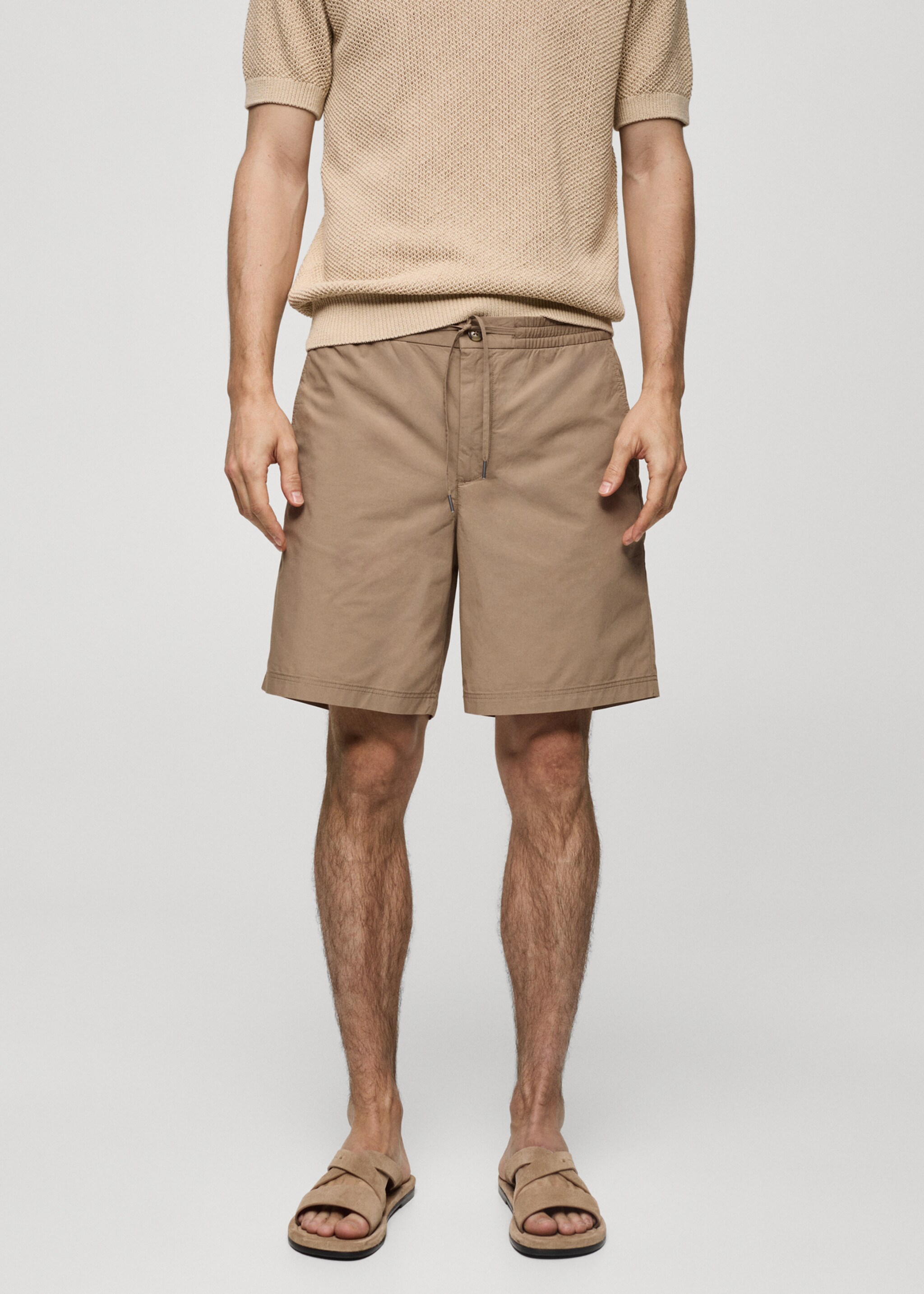 100% cotton bermuda shorts with drawstring - Medium plane