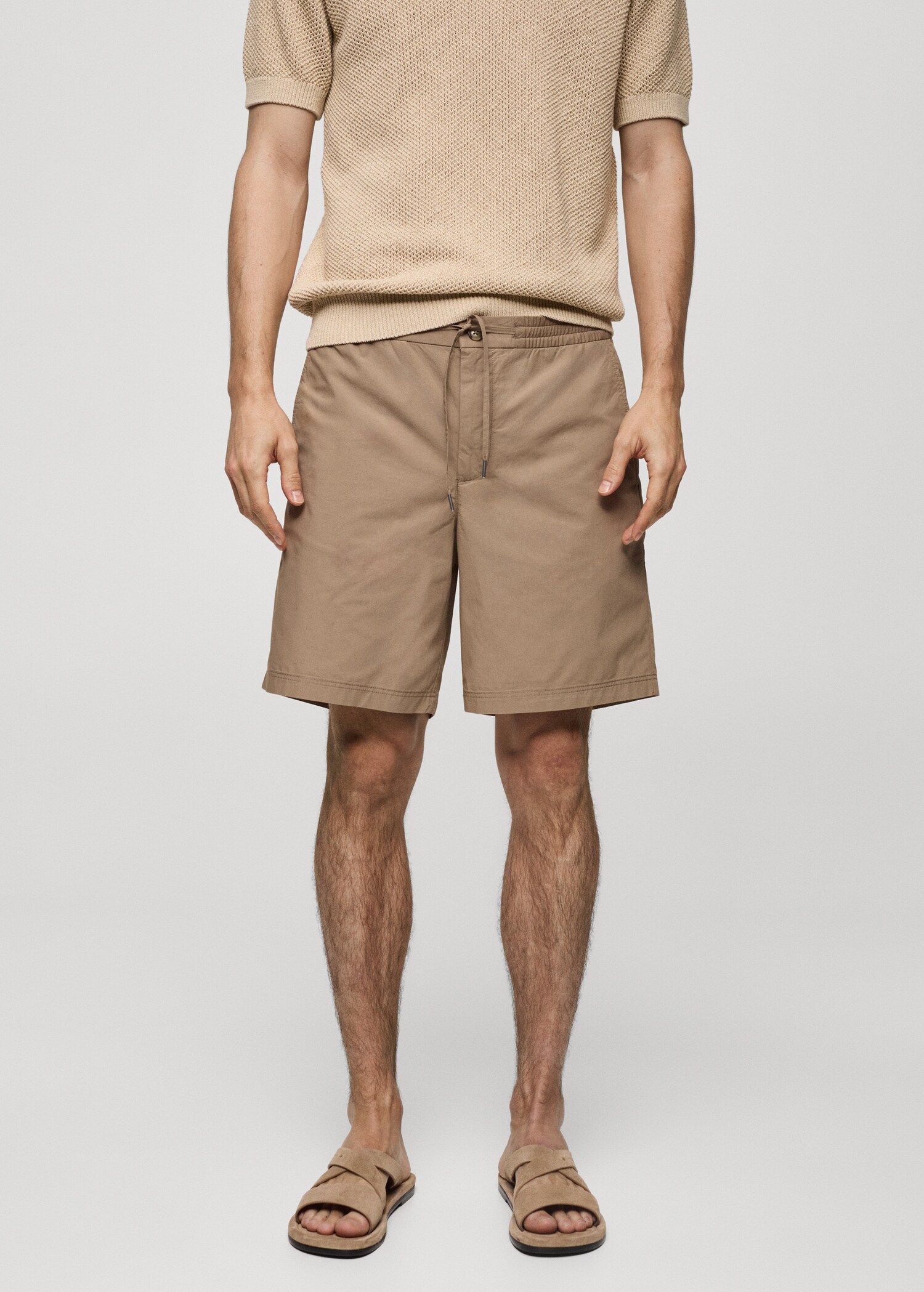 100% cotton bermuda shorts with drawstring - Medium plane