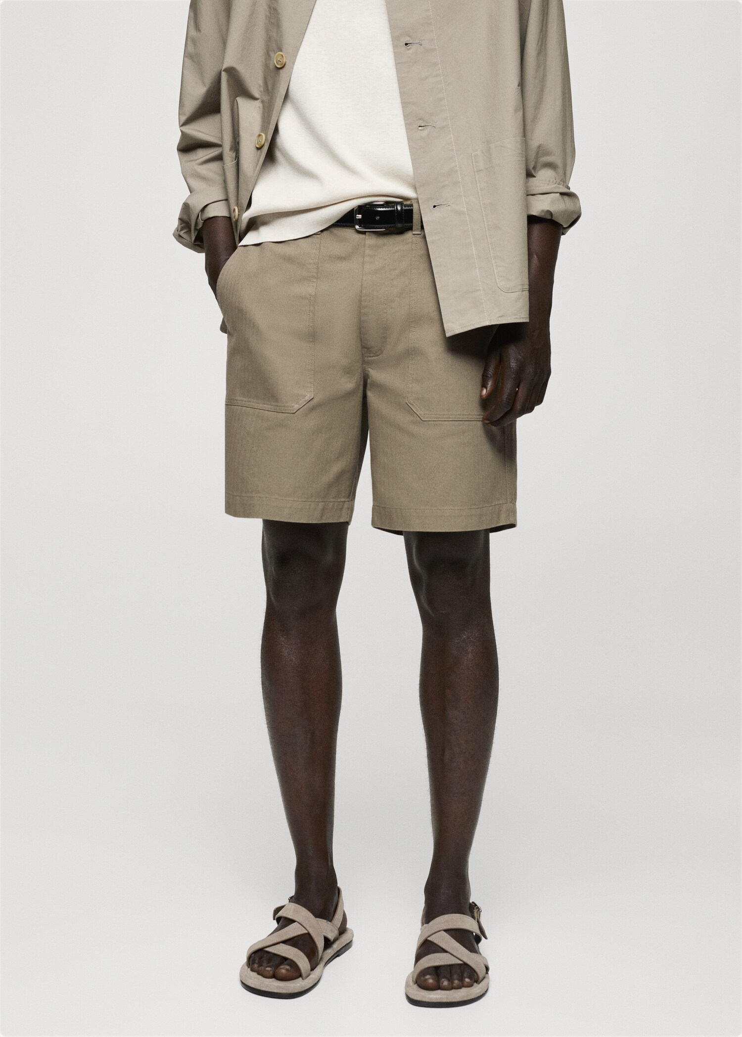 100% herringbone cotton bermuda shorts - Medium plane