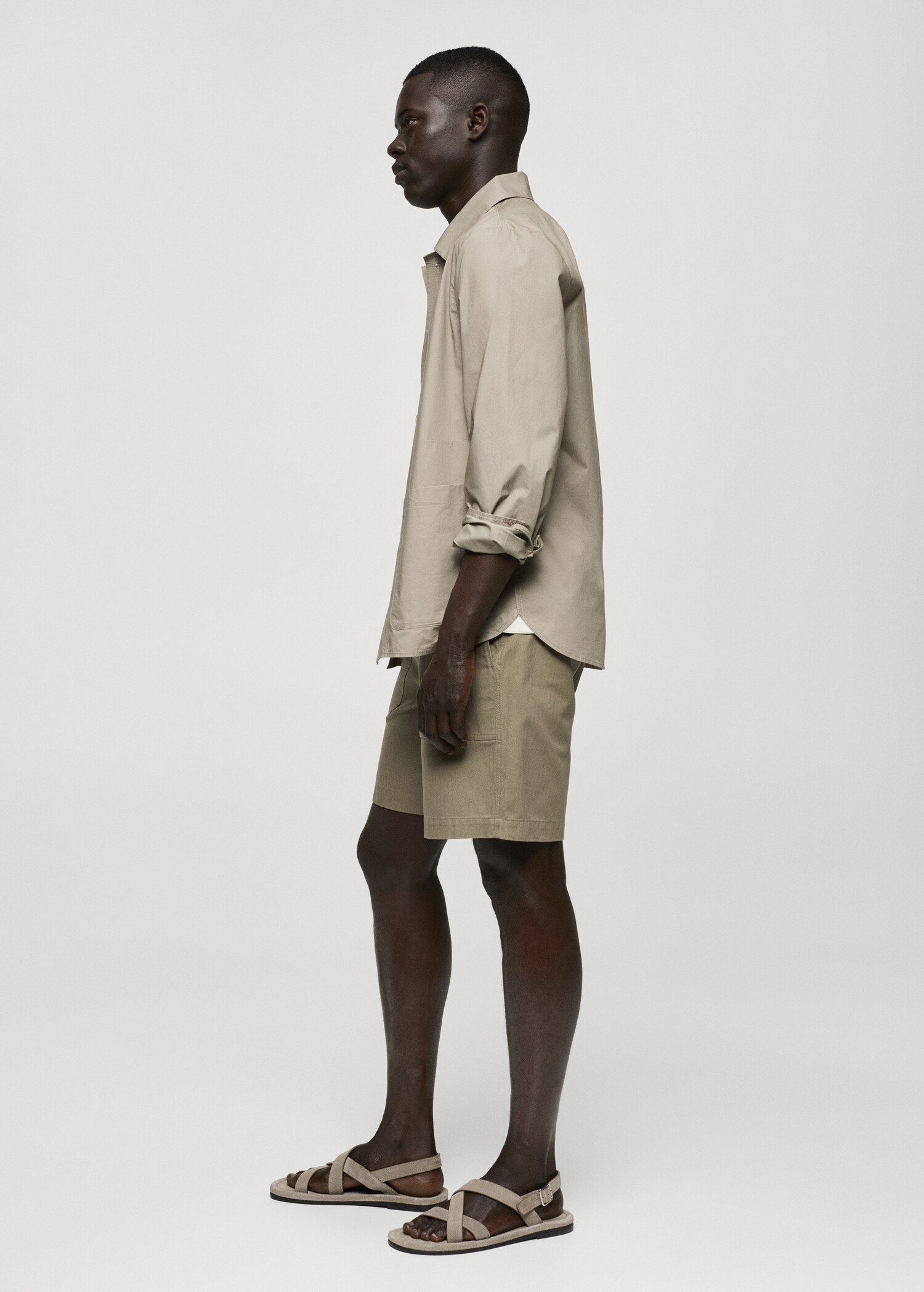100% herringbone cotton bermuda shorts - Details of the article 2