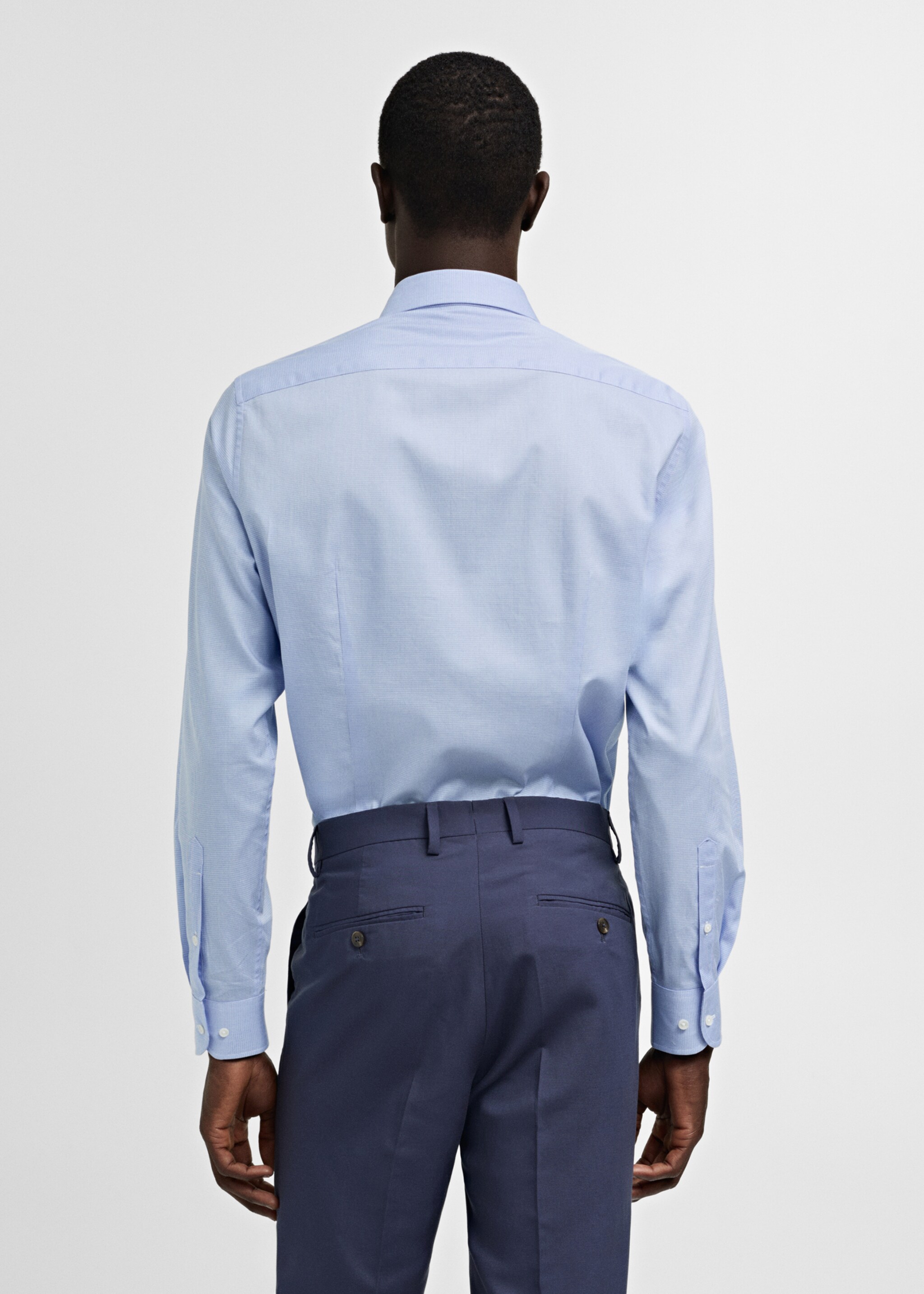 Slim-fit micro-print twill suit shirt - Reverse of the article, Sky Blue. Ref: 77040572-00.