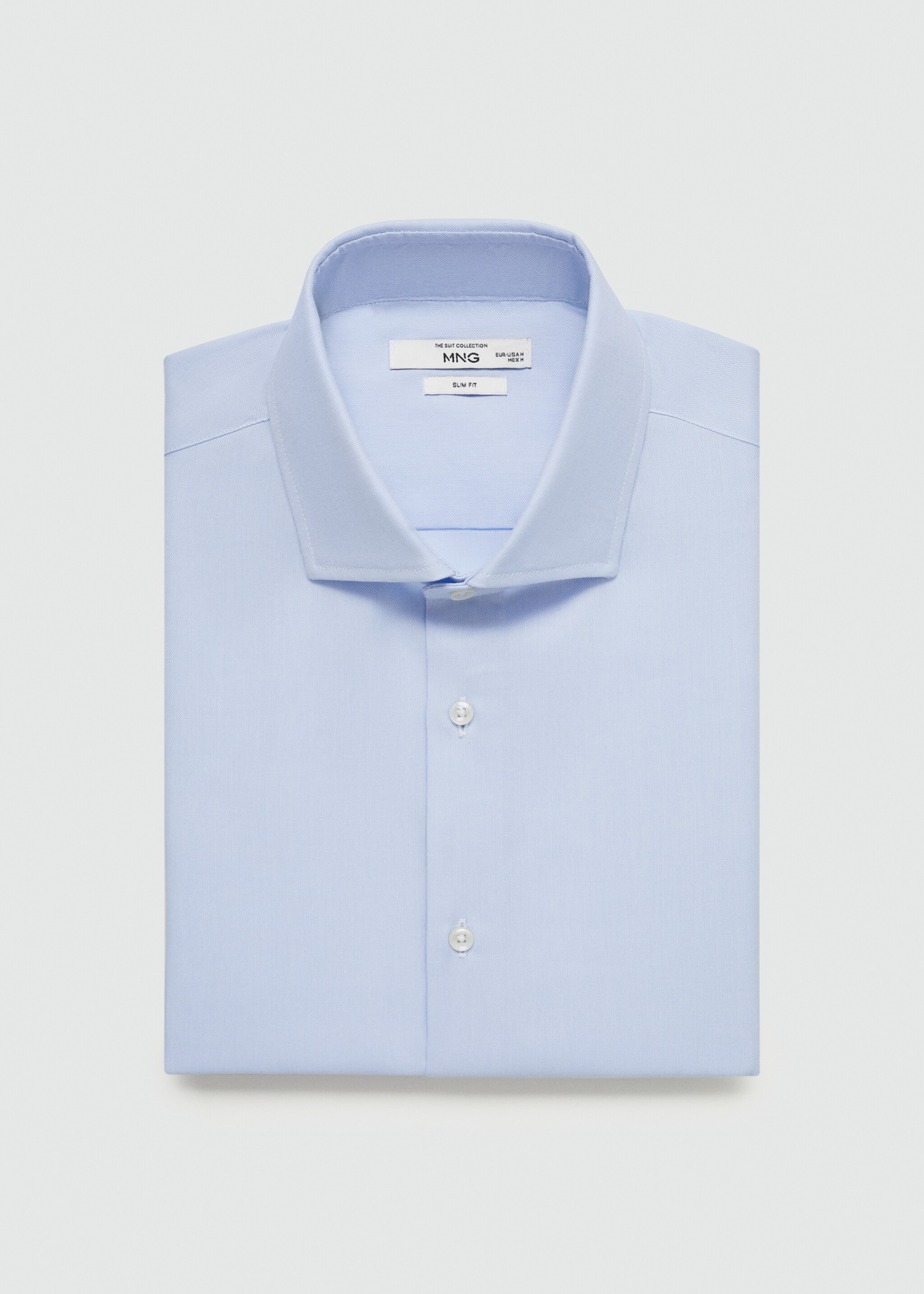 Cămașă costum slim fit structură - Detaliu al articolului 8, Albastru celest. Ref: 77040574-00.
