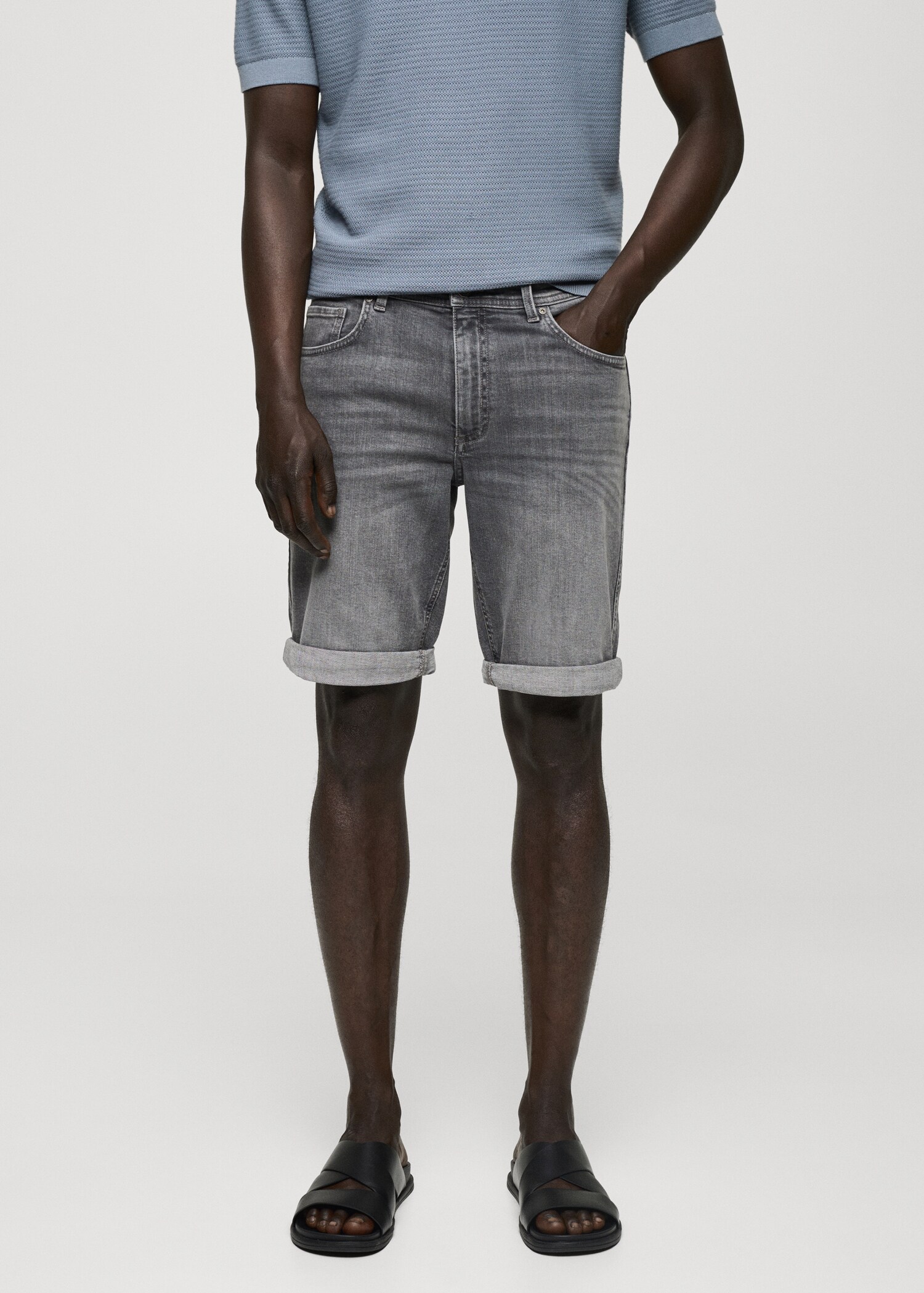 Slim Fit-Jeans-Bermudashorts - Mittlere Ansicht