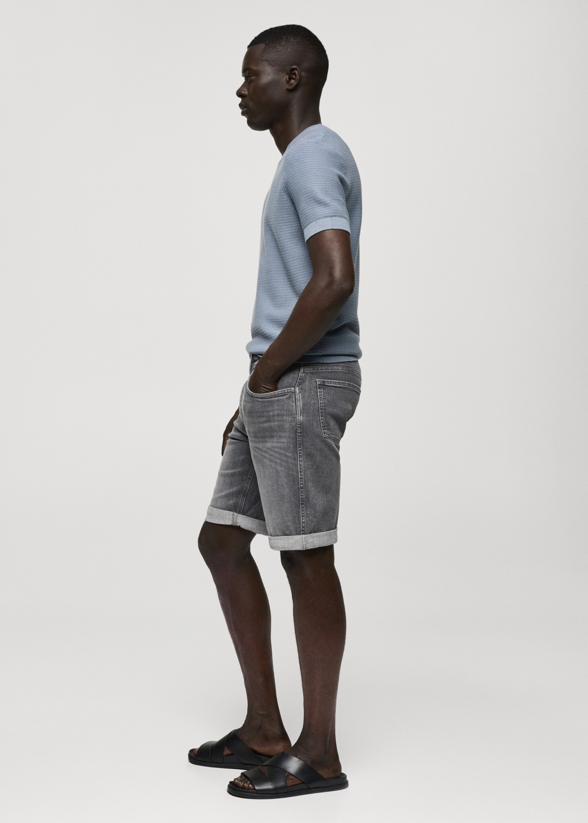 Slim-fit denim bermuda shorts - Details of the article 2