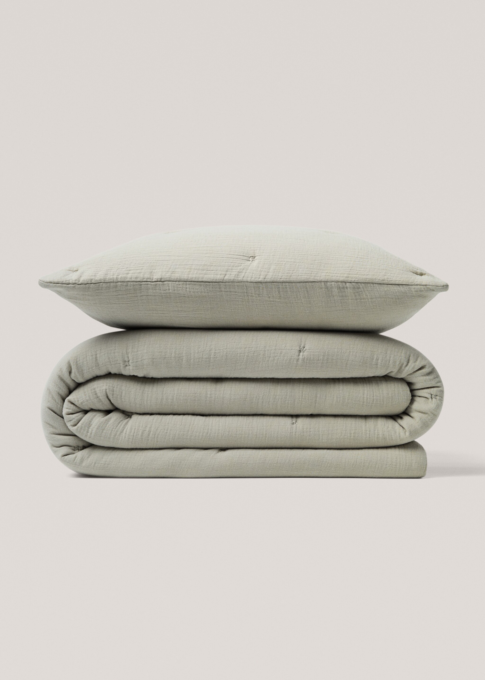 100% cotton textured quilt - Details of the article 3, Medium Brown. Ref: 77040581-00.