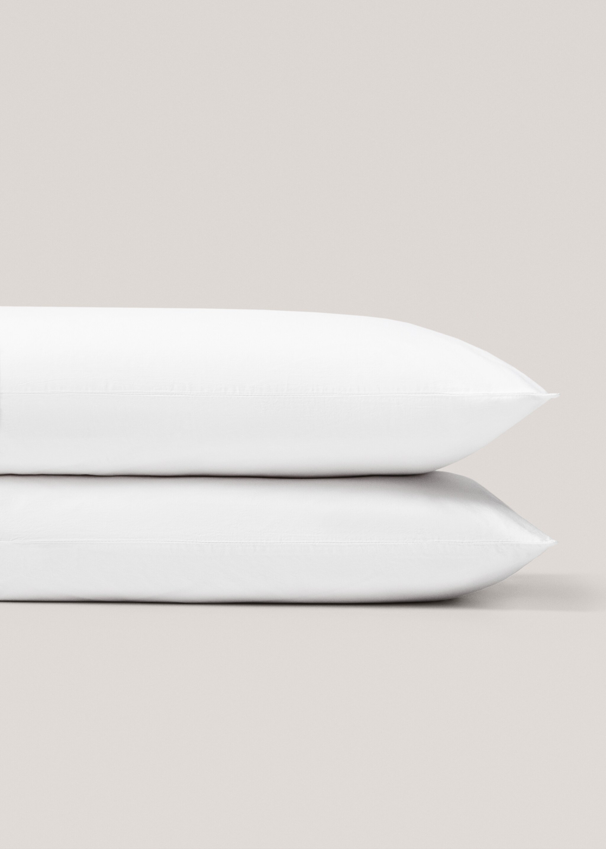 Floral embroidered cotton pillowcase 50x75cm - Details of the article 3, White. Ref: 77040583-00.