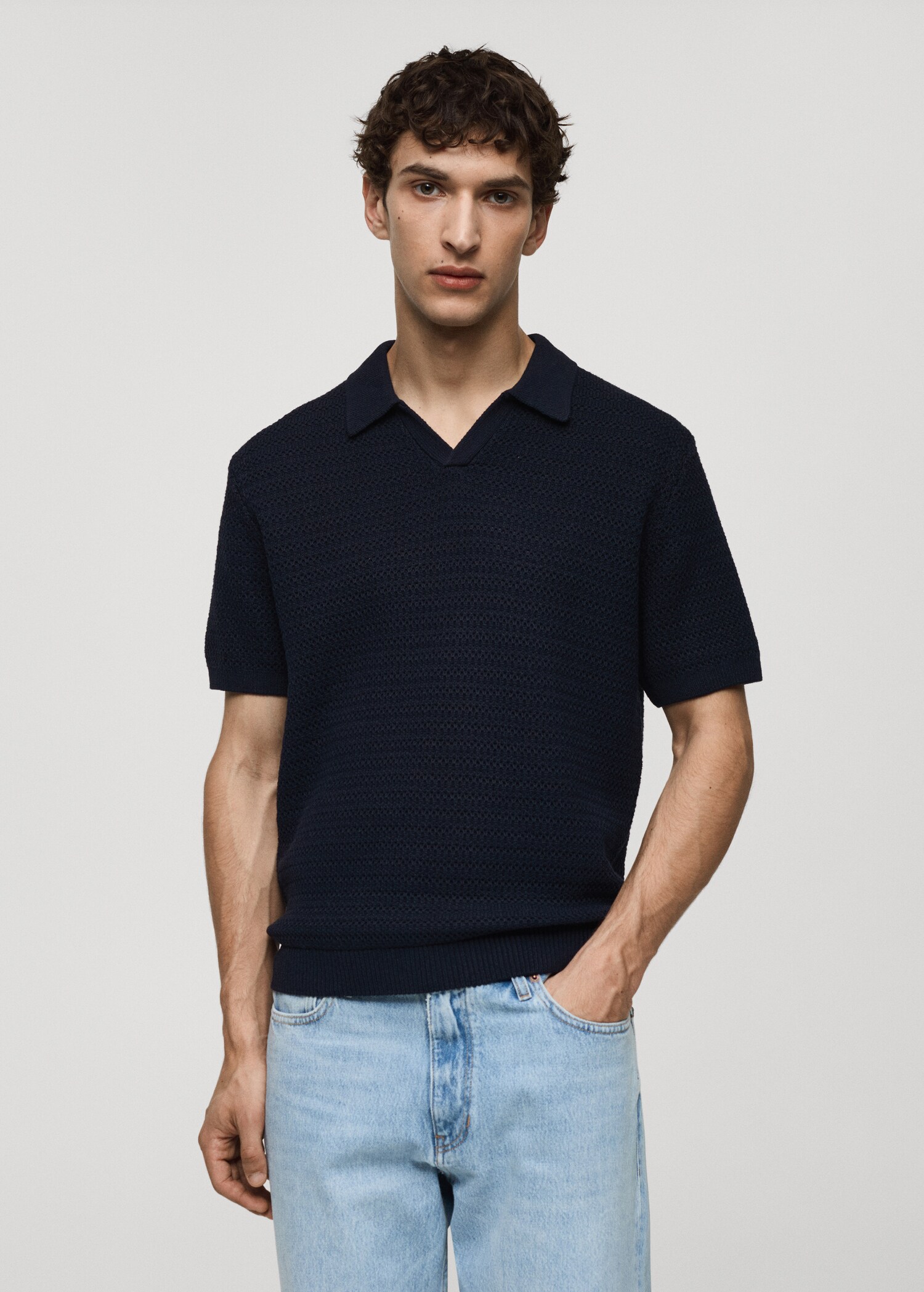 Polo maille torsadée - Plan moyen