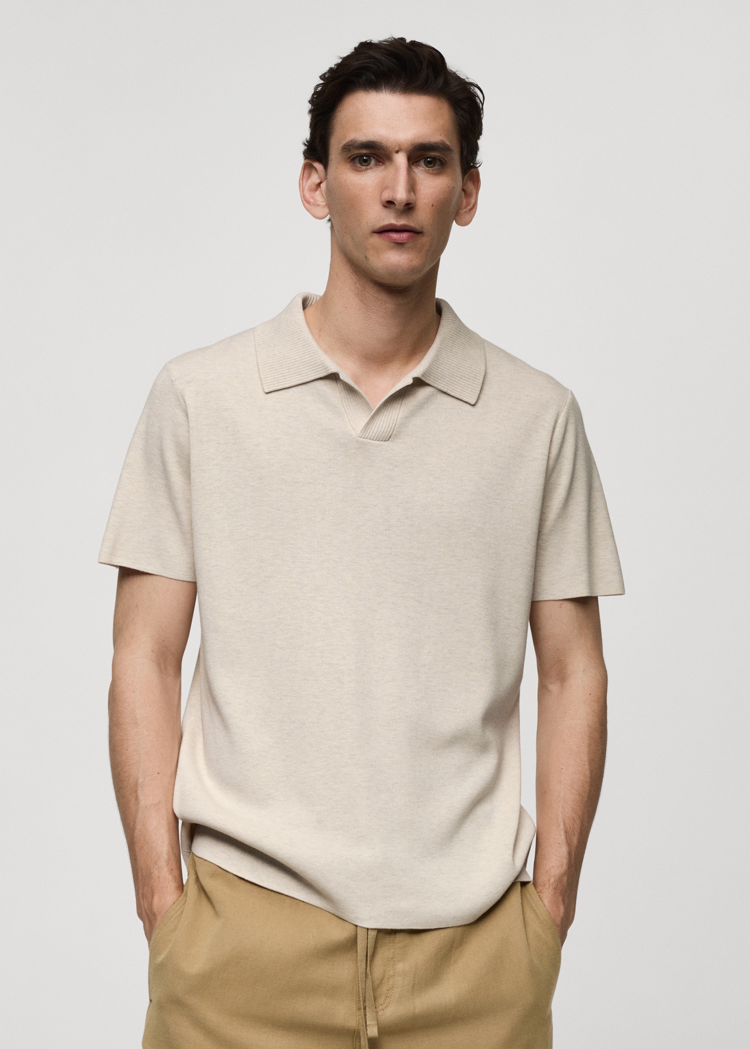 Polo maille coton texturé - Plan moyen