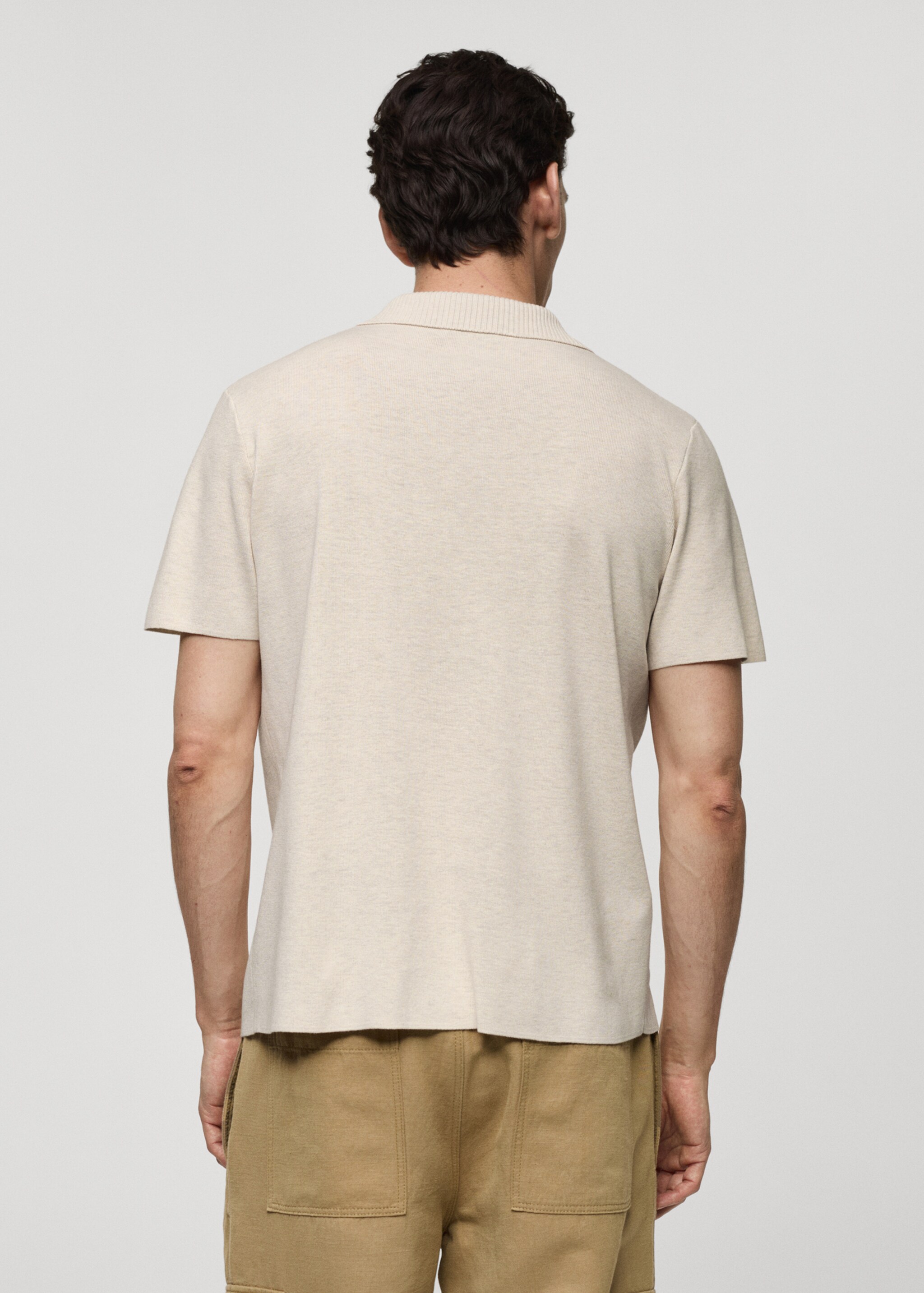 Textured knitted cotton polo shirt - Reverse of the article