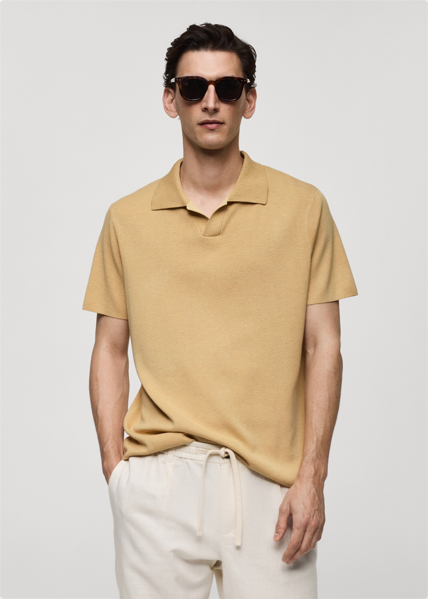 Polo maille coton texturé - Plan moyen