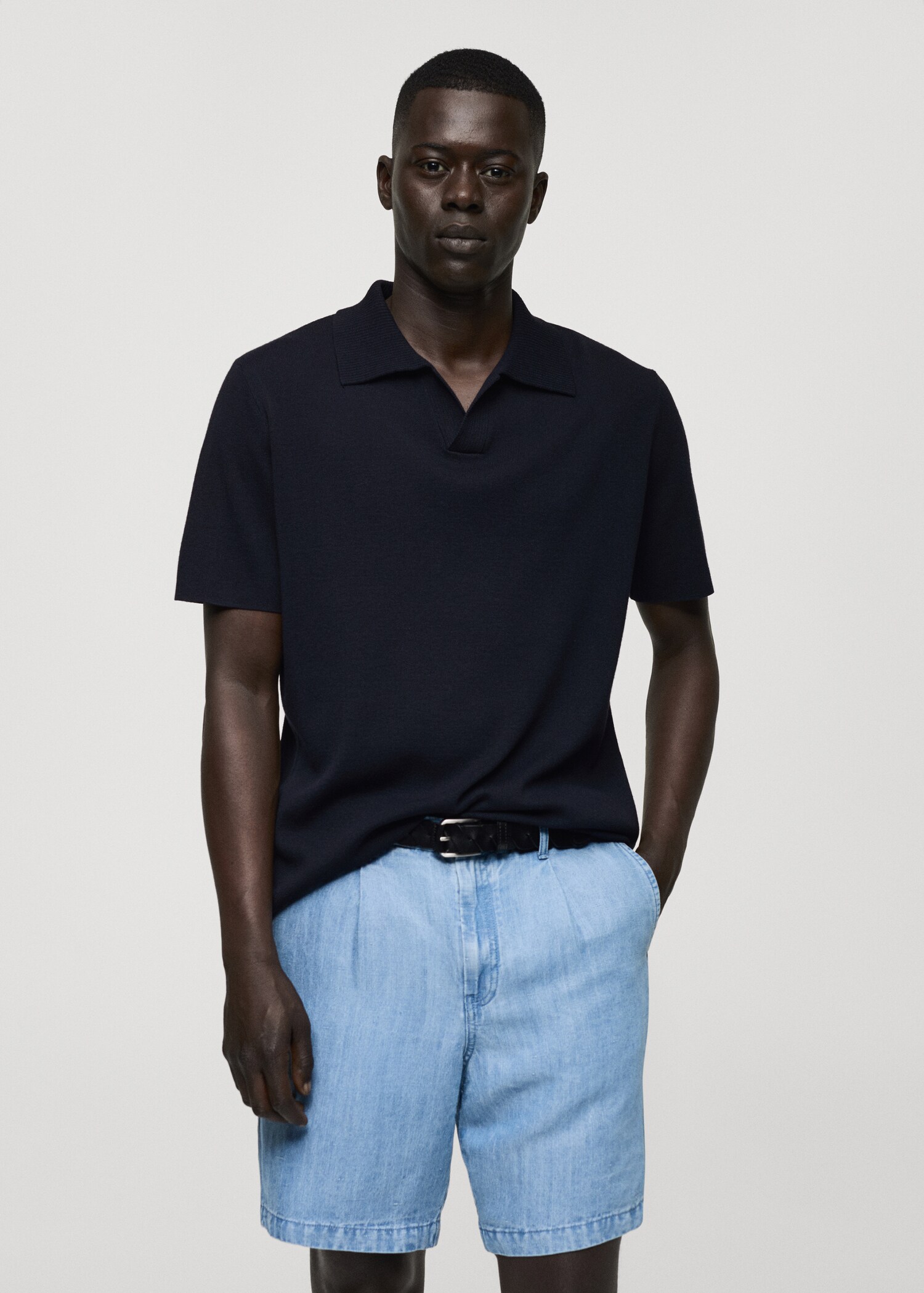 Polo maille coton texturé - Plan moyen
