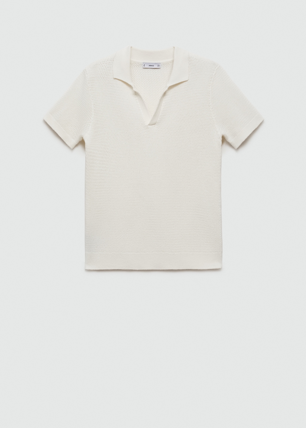 トップス KNIT POLO SHIRT Cotton knitted polo shirt with lace accents - Men | MANGO