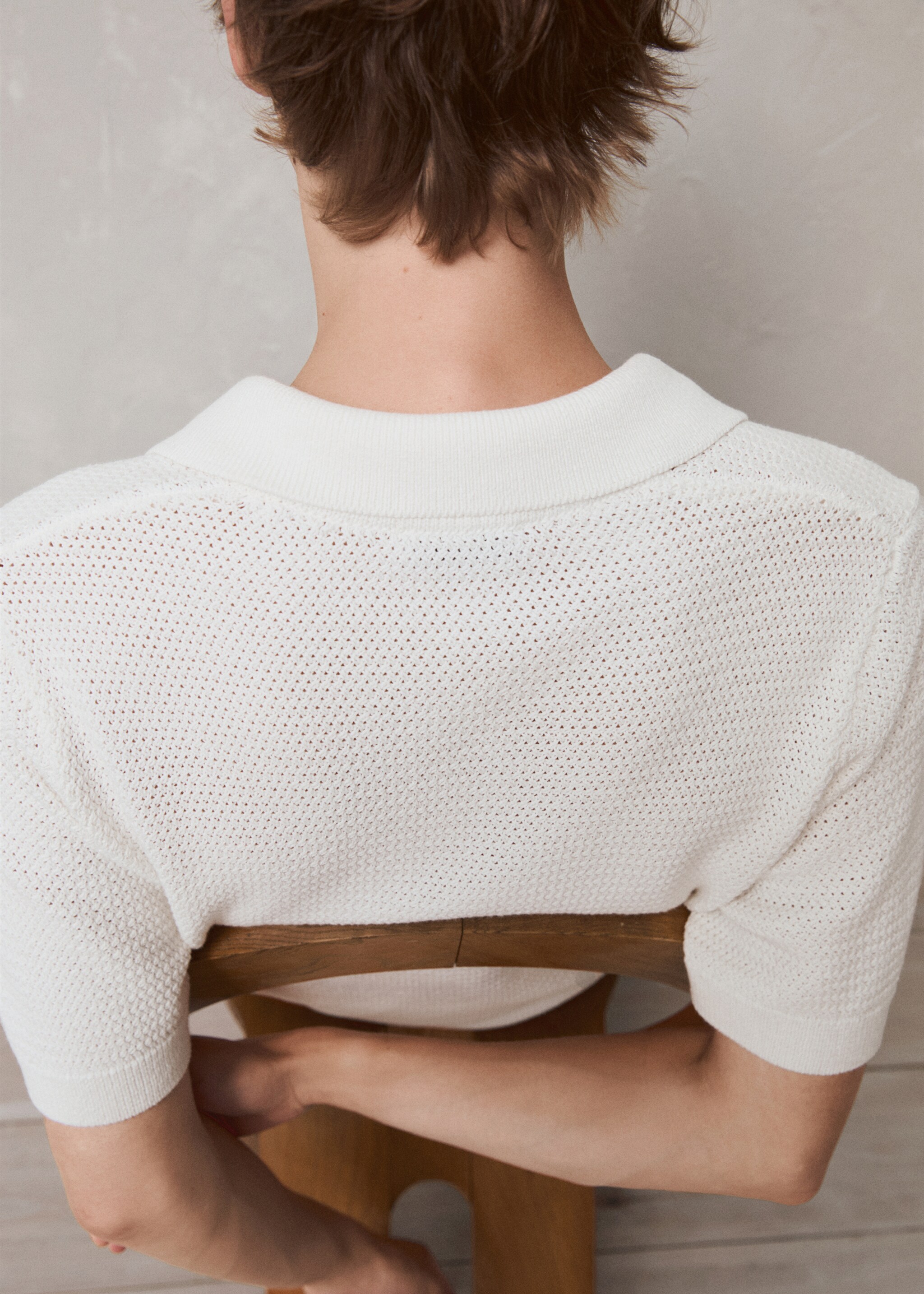 Openwork cotton knitte polo shirt - Details of the article 5