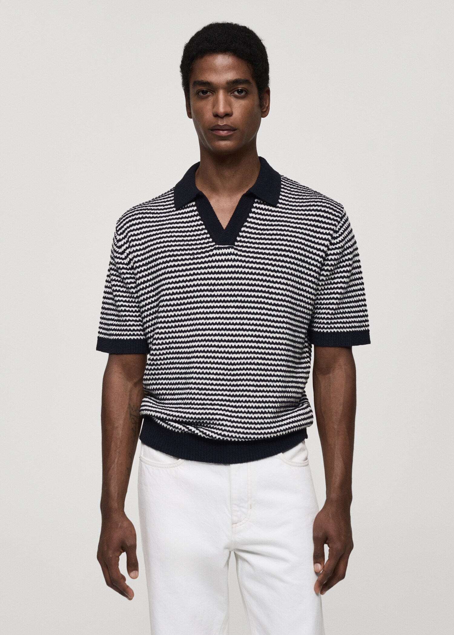 Polo punt ratlles coll contrast - Pla mig