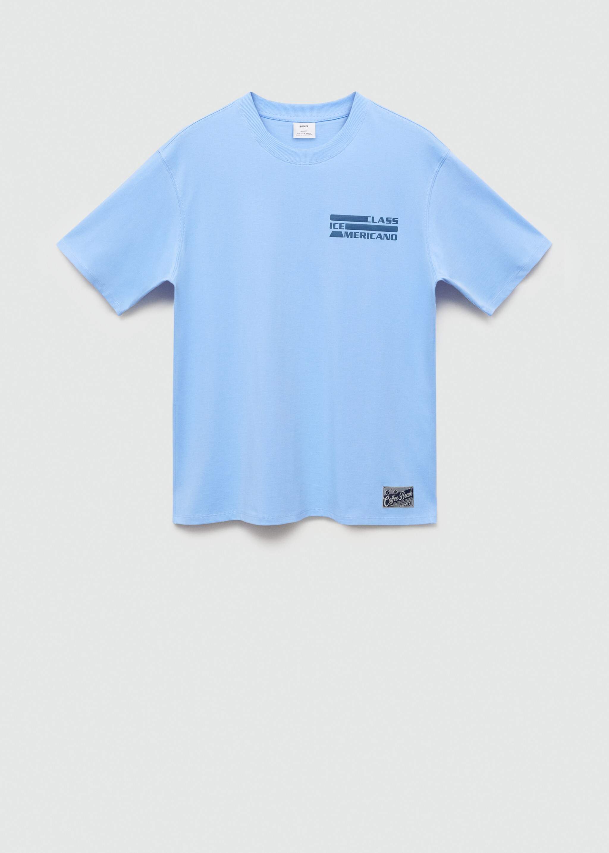 Gemustertes T-Shirt aus 100 % Baumwolle - Artikel ohne Model, Himmelblau. Ref: 77040591-00.