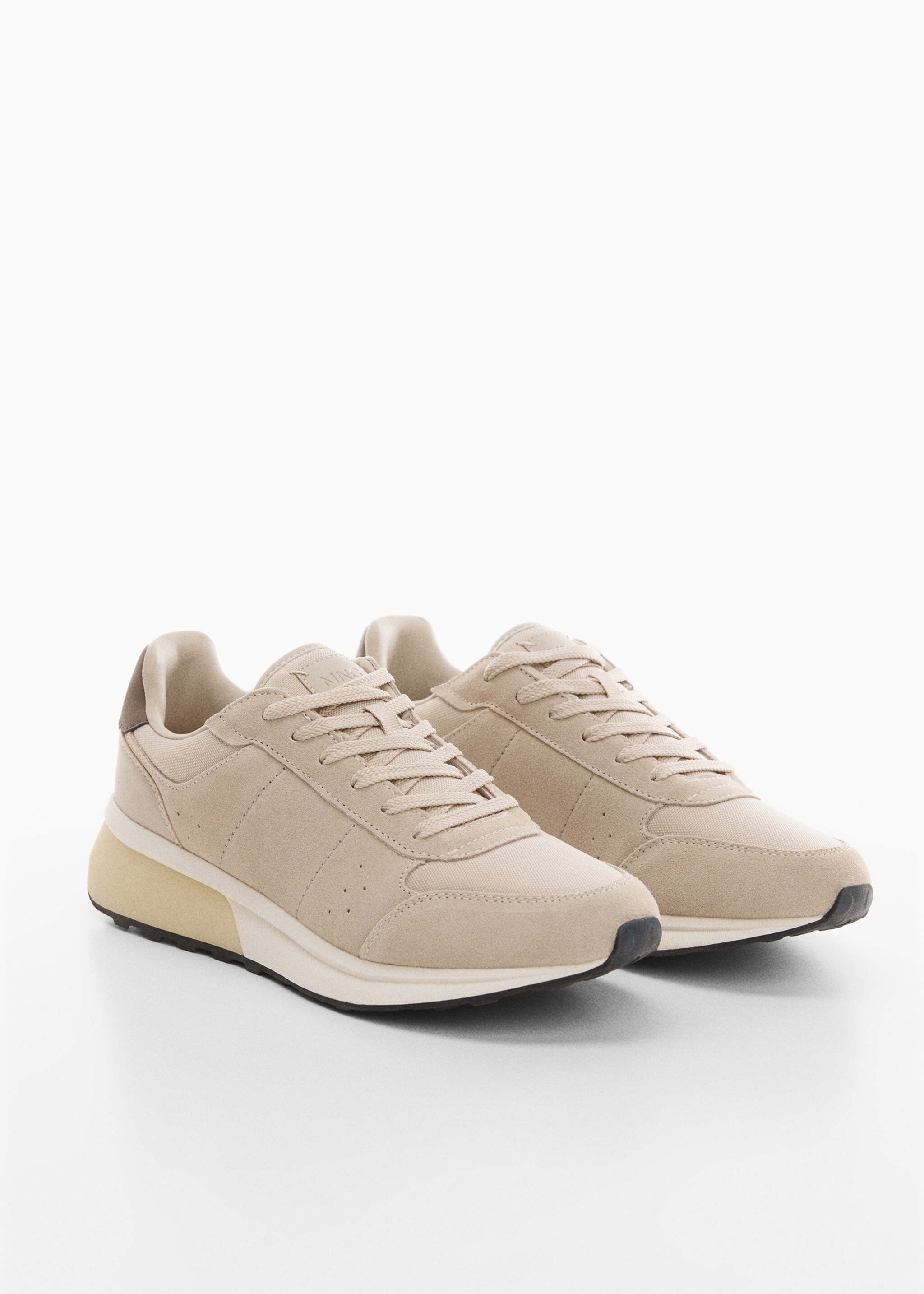 Kombinierte Leder-Sneakers - Mittlere Ansicht