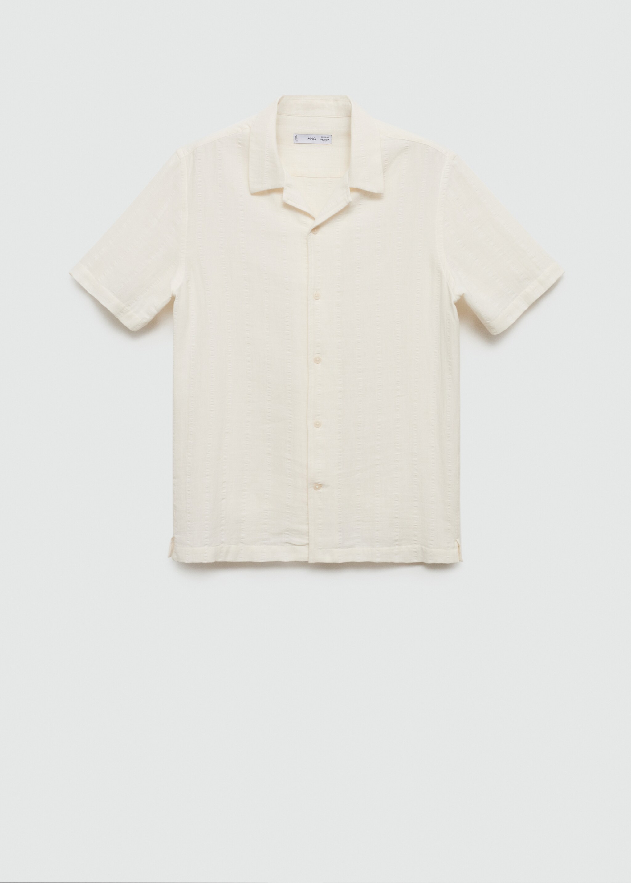 Camisa regular fit de anarruga de algodão - Artigo sem modelo, Branco-pérola. Ref: 77040596-00.